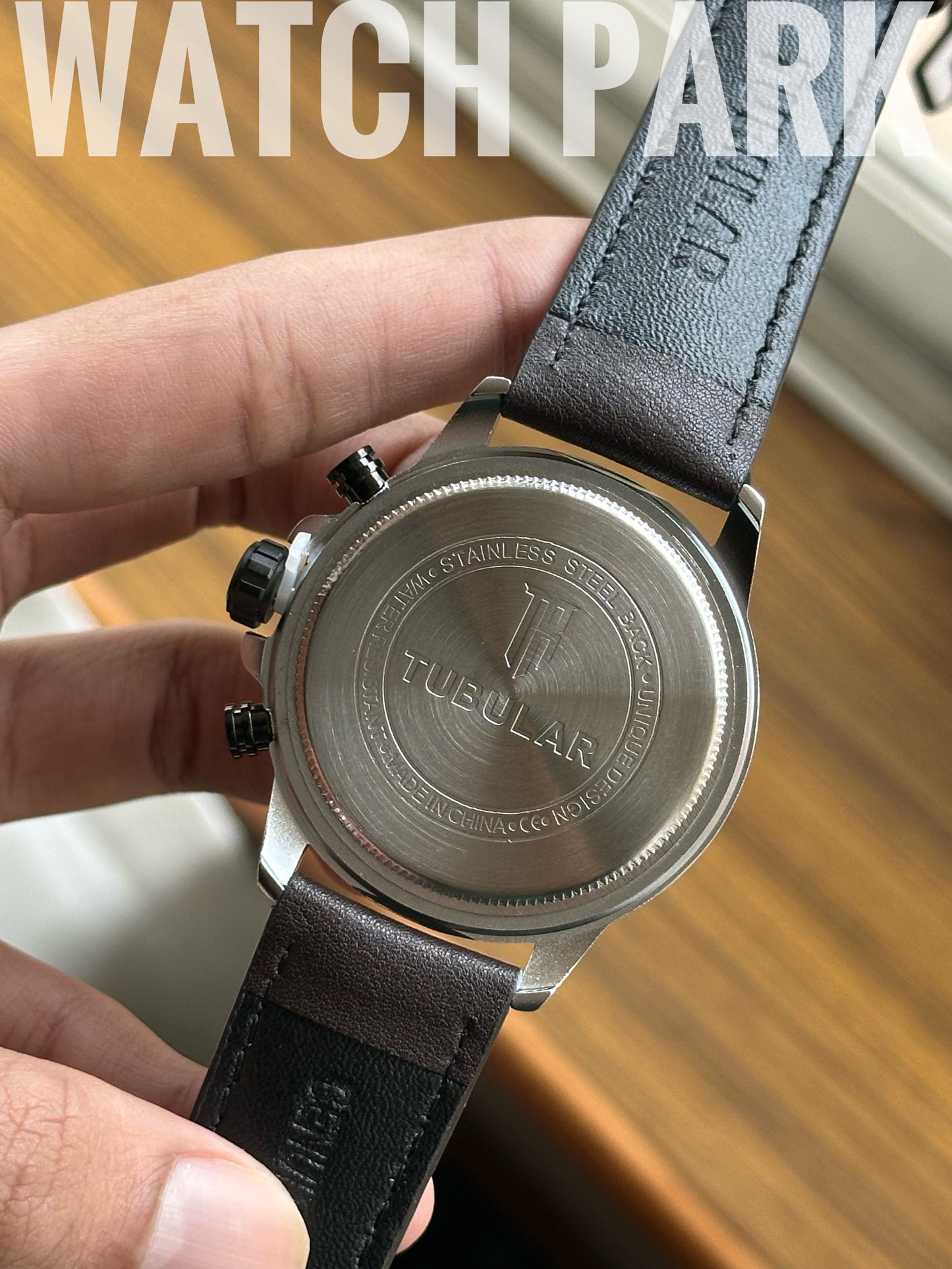 Tubular Chronograph Sports - Black dial - Chocolate belt