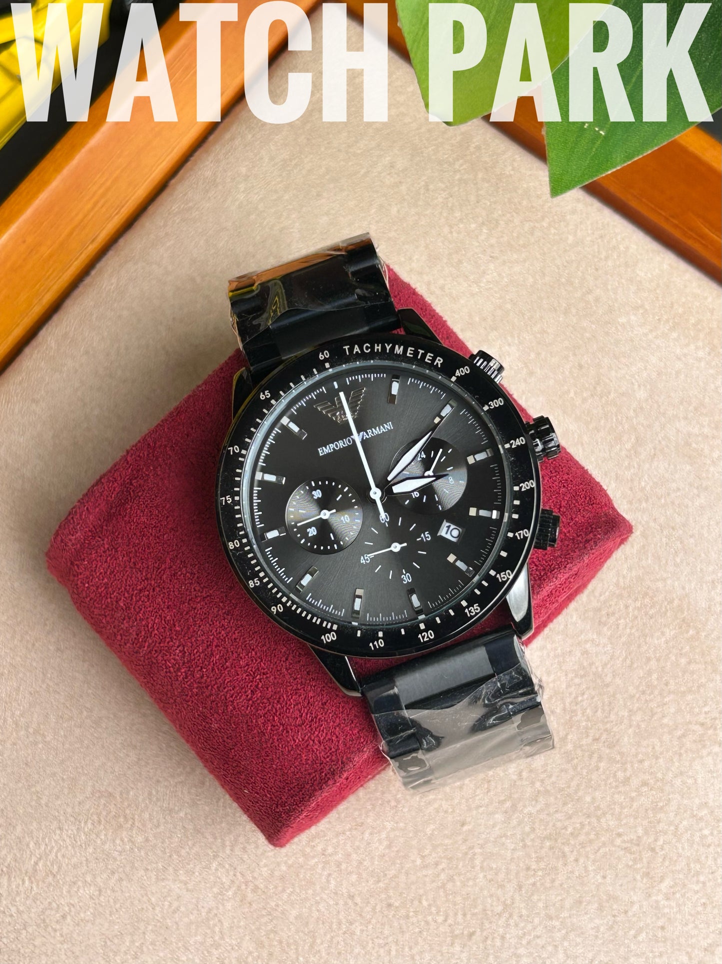 Emporio Armani - Black dial - Black chain - Chronograph