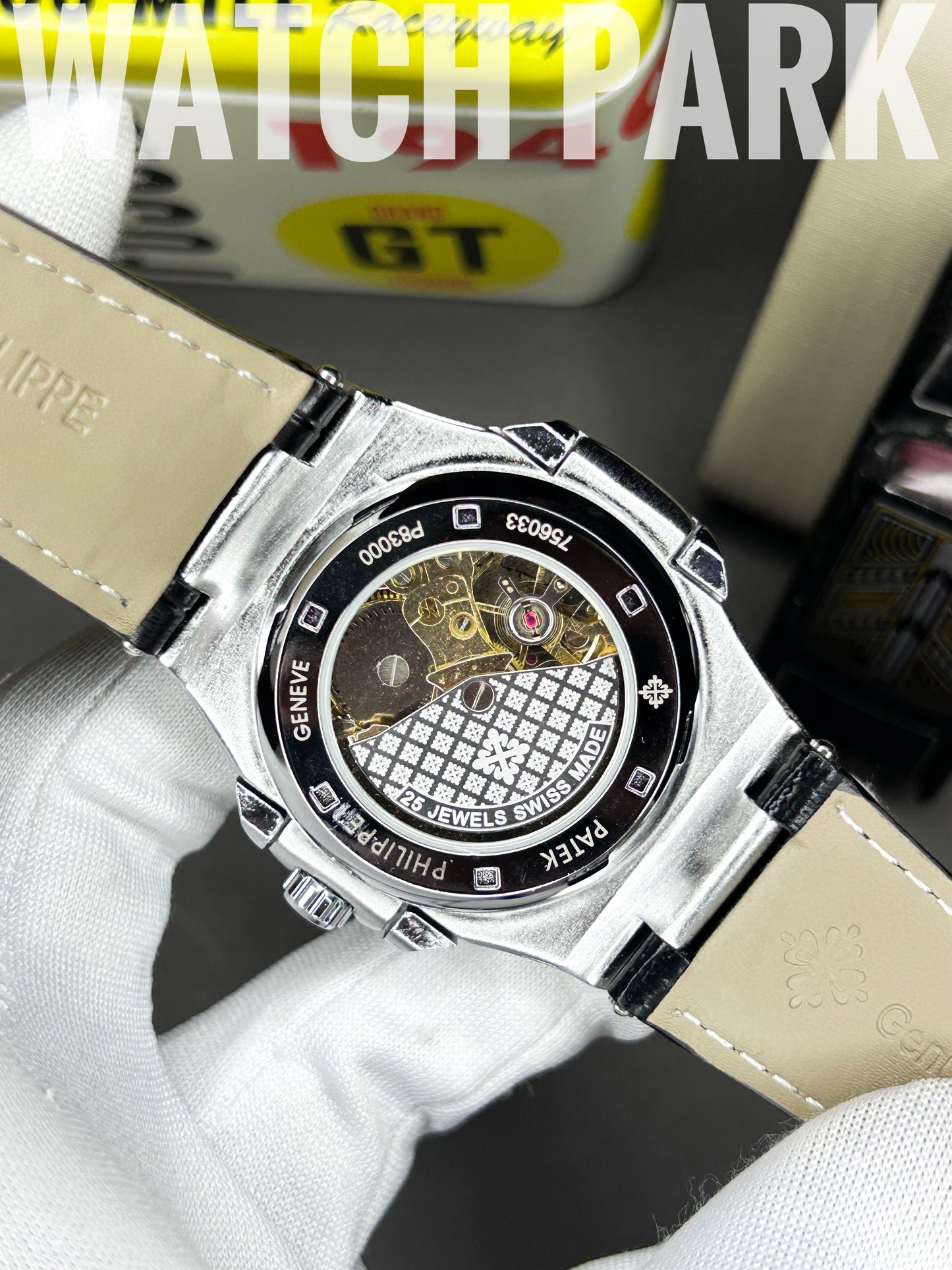 Patek Philippe - Skeleton Nautilus - Black silver edition - Brown belt