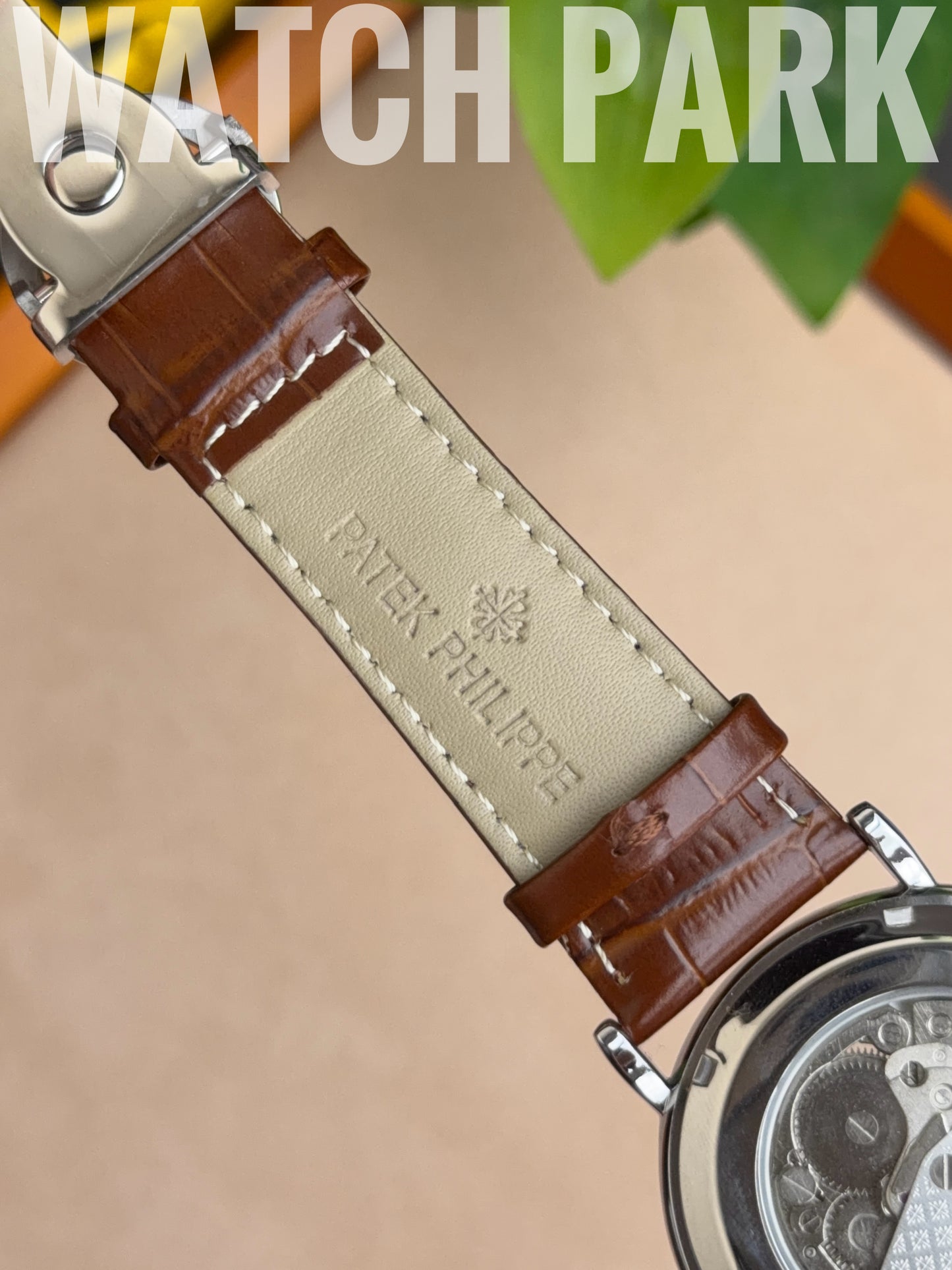 Patek - Skeleton - White edition & Silver - Brown belt - Automatic
