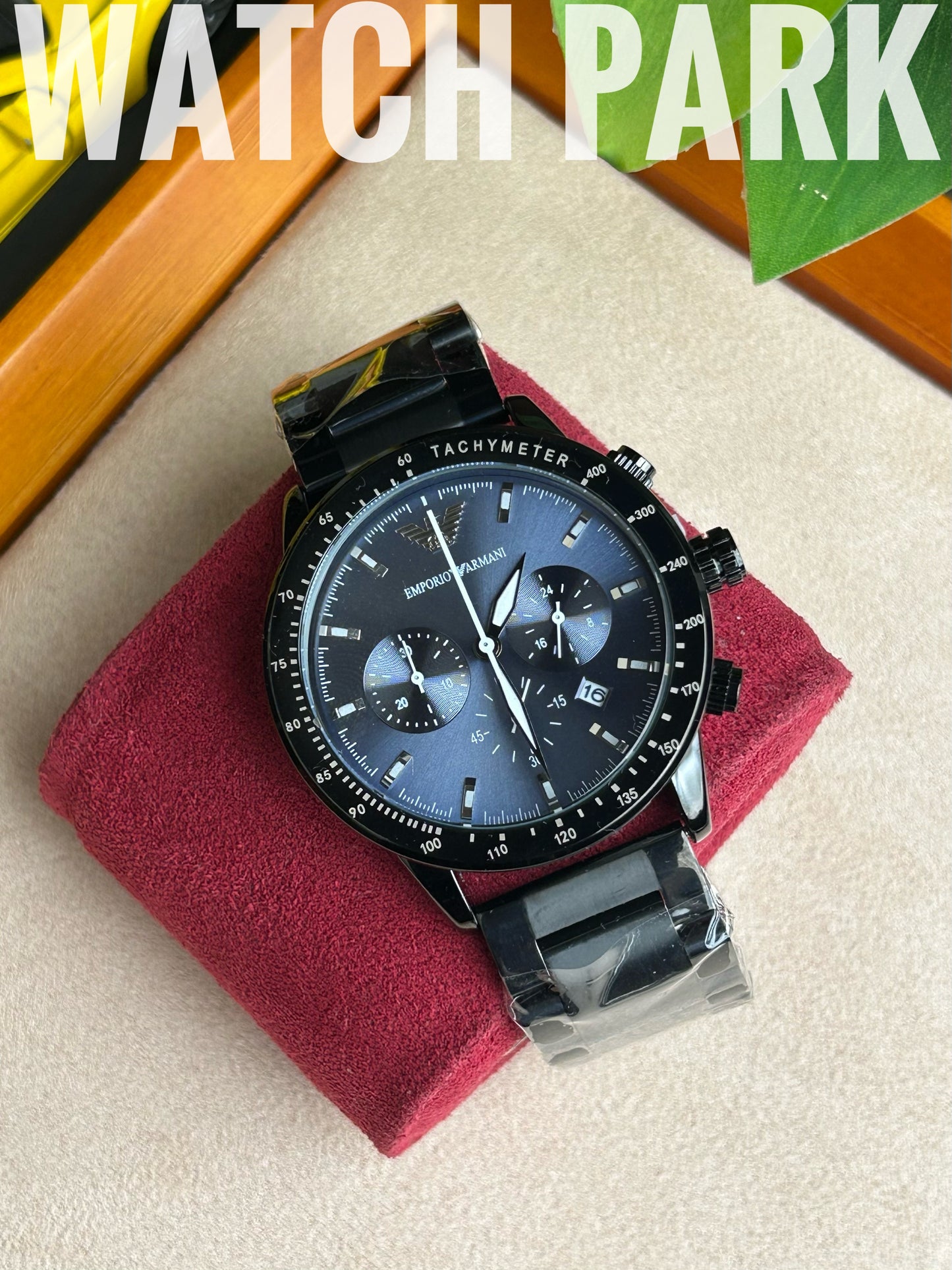 Emporio Armani - Navy Blue dial - Black chain - Chronograph