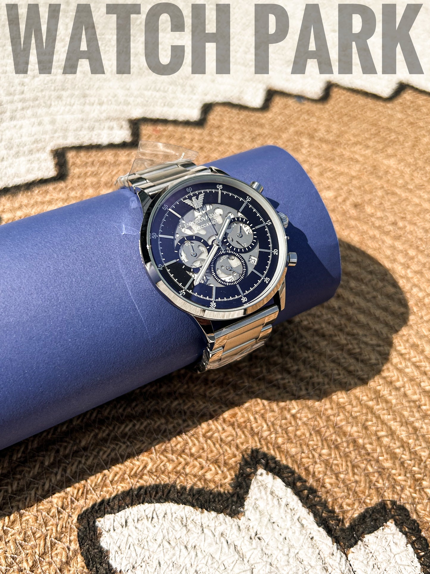 Royal Watch - Emporio Armani - Black dial edition - Silver chain - Chronograph