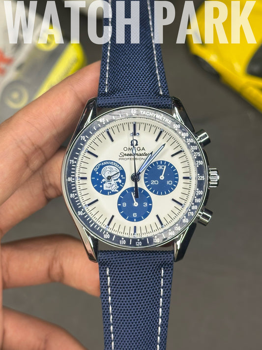 Executive watch - Omega - White edition - Blue strap