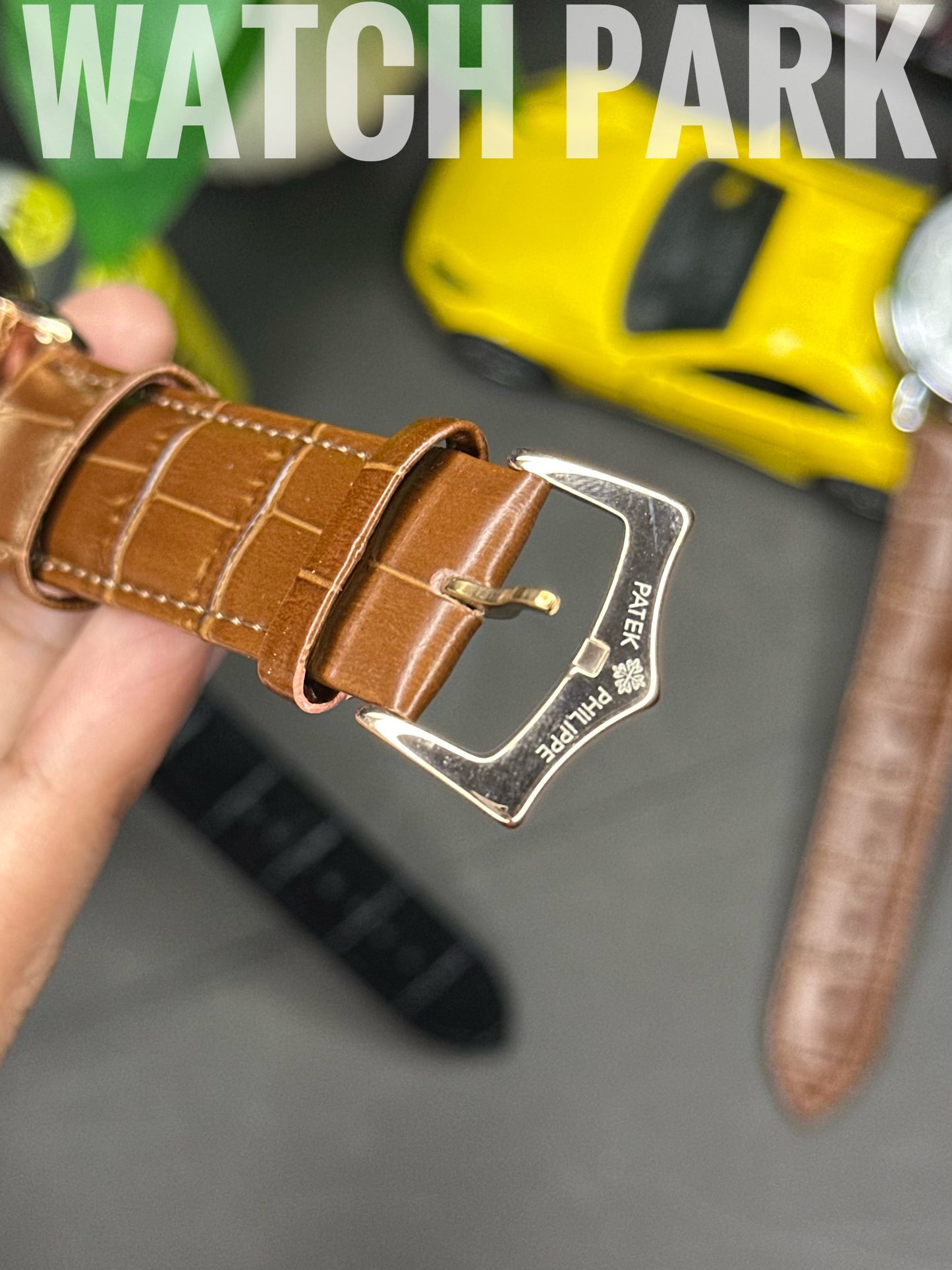 Rich Watch - Patek Philippe - Moonphase - White dial & Rose Gold - Brown belt