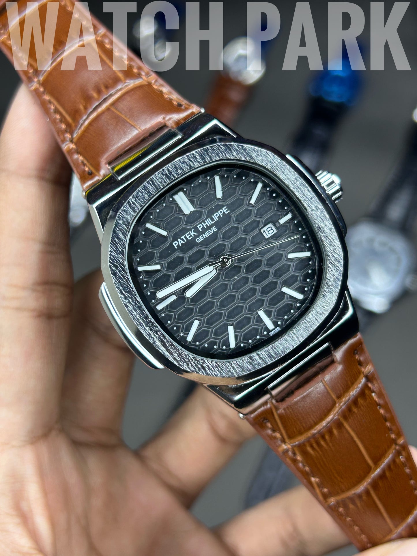 Patek Philippe Aquanaut - Black dial - Brown belt