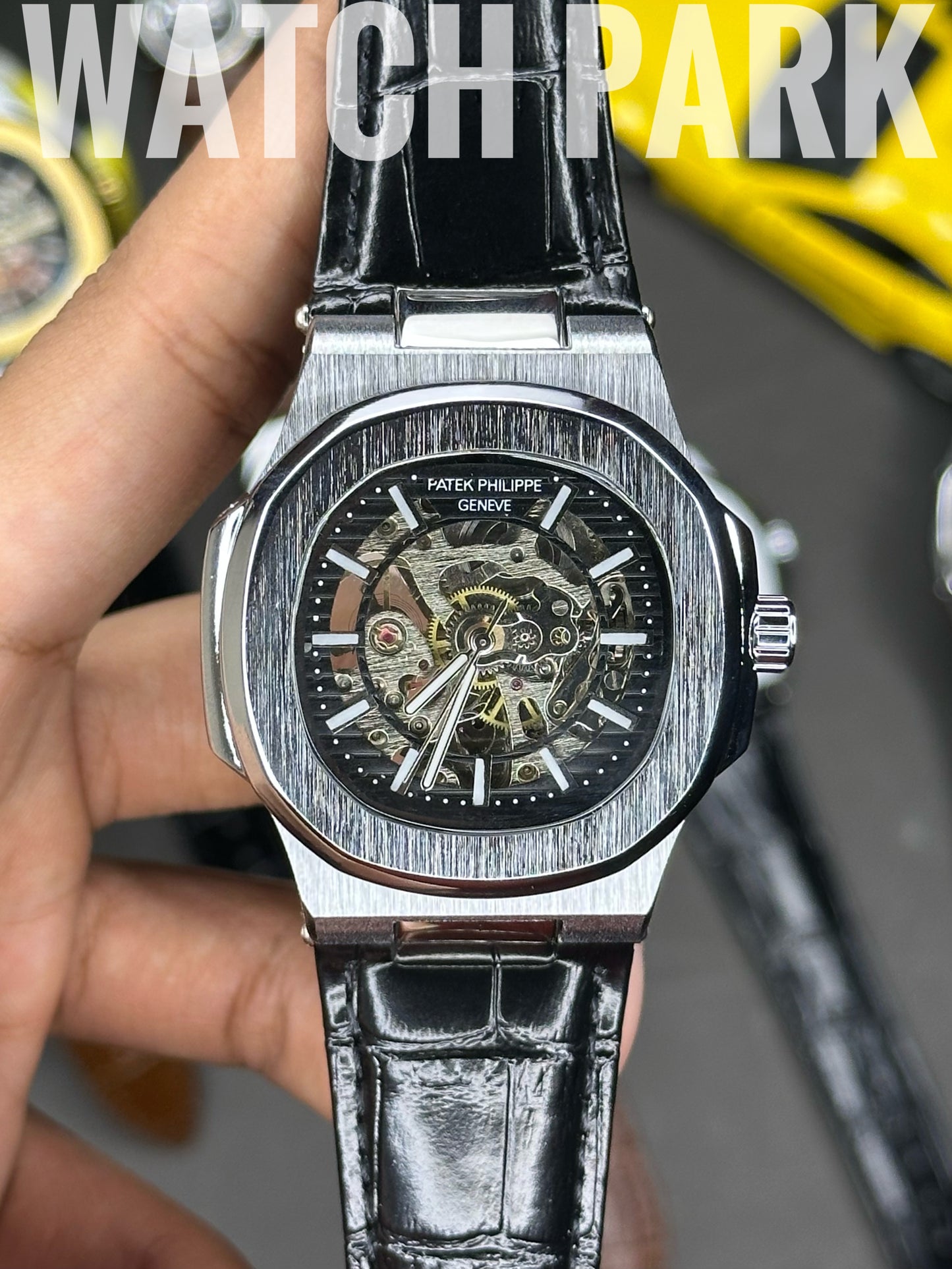 Patek Philippe Nautilus Skeleton - Black edition - Black belt - Automatic