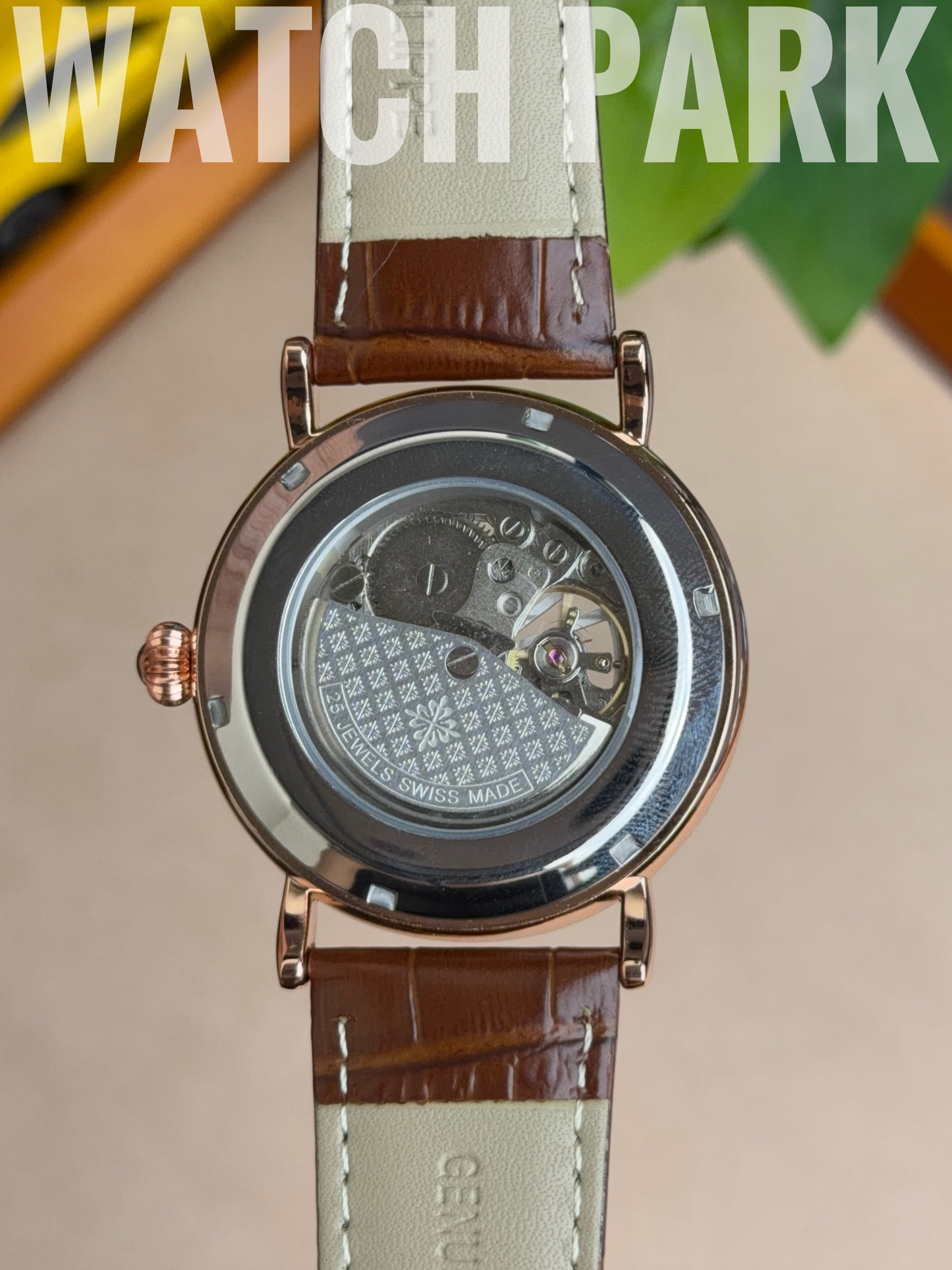 Patek - Skeleton - White edition & Rose Gold - Brown belt - Automatic