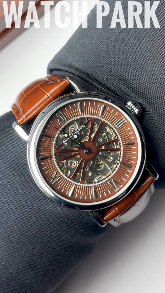 Patek - Skeleton - Brown edition & Silver - Brown belt - Automatic