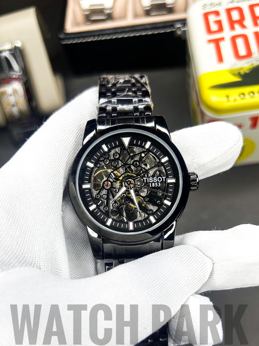 Rich watch - Tissot - Automatic - Black skeleton edition - Black chain