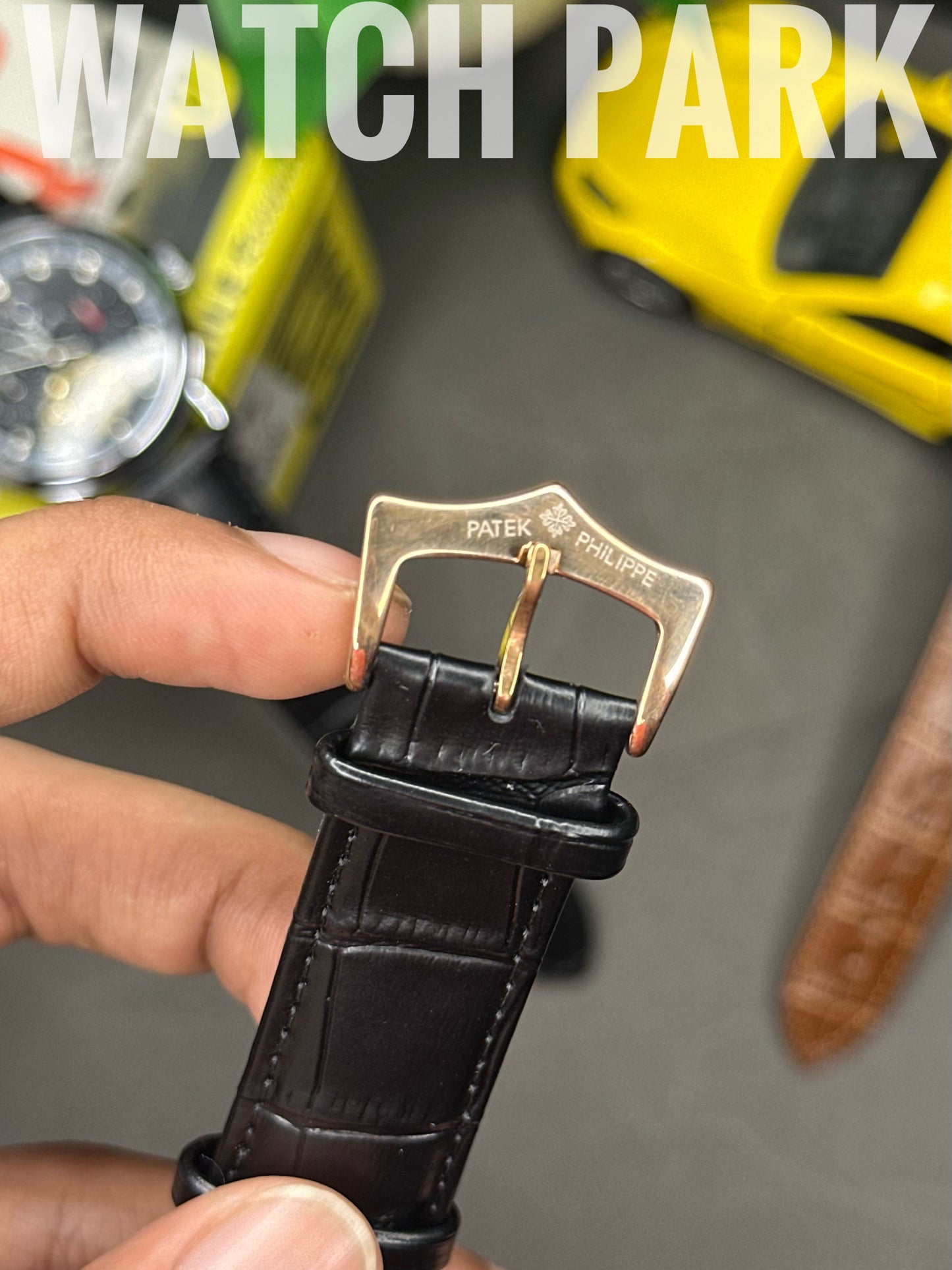 Rich Watch - Patek Philippe - Moonphase - Black dial & Rose Gold - Black belt