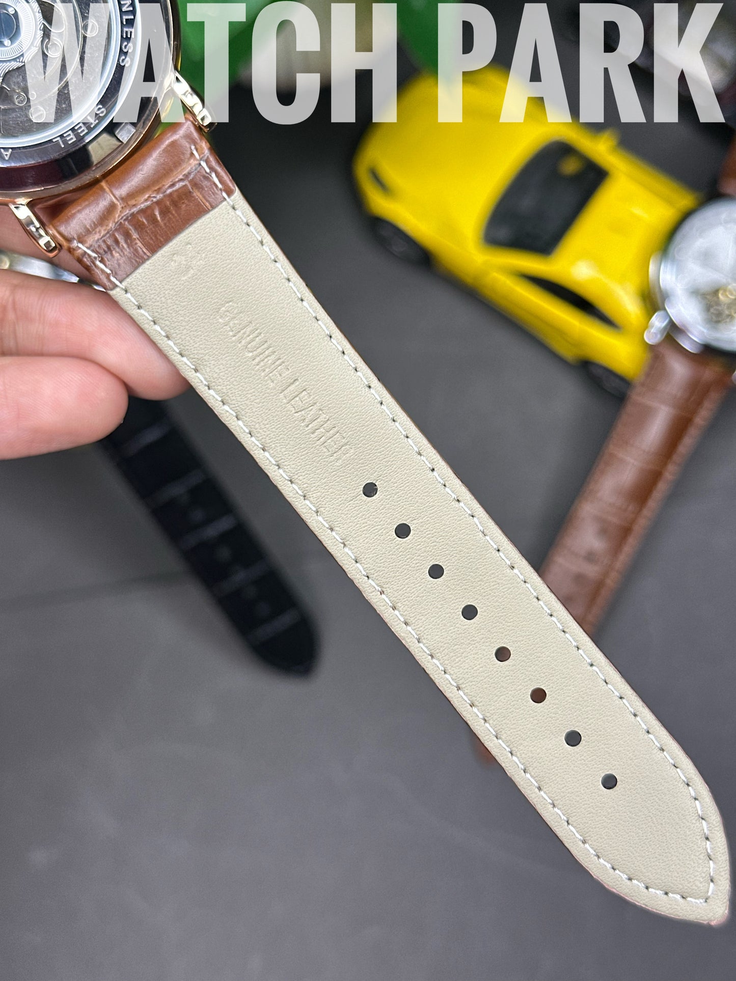 Rich Watch - Patek Philippe - Moonphase - White dial & Rose Gold - Brown belt