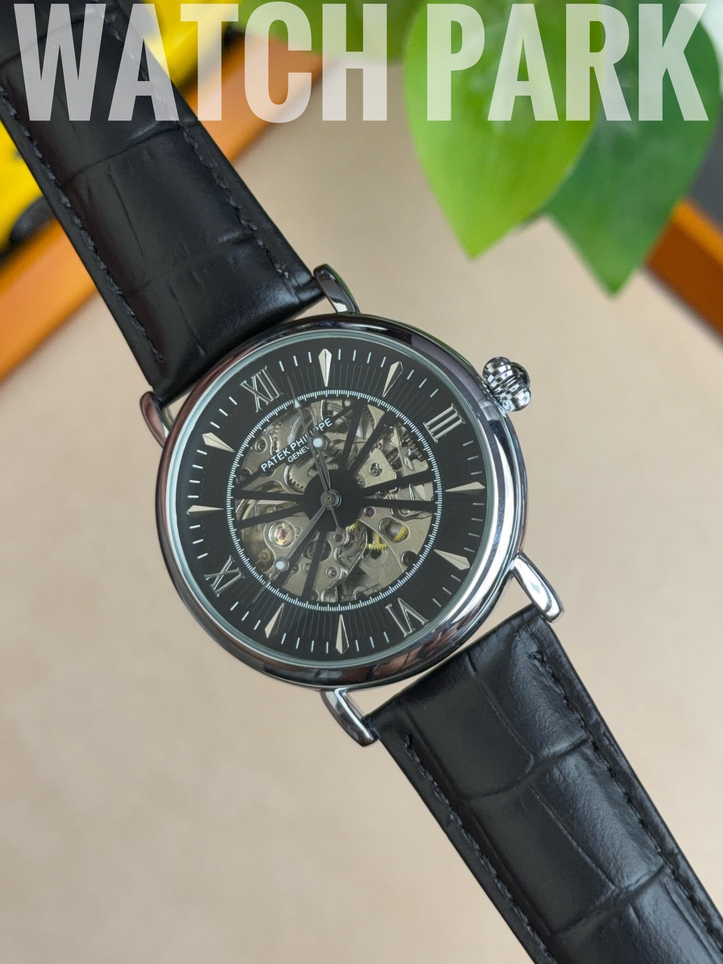 Patek - Skeleton - Black edition & Silver - Black belt - Automatic