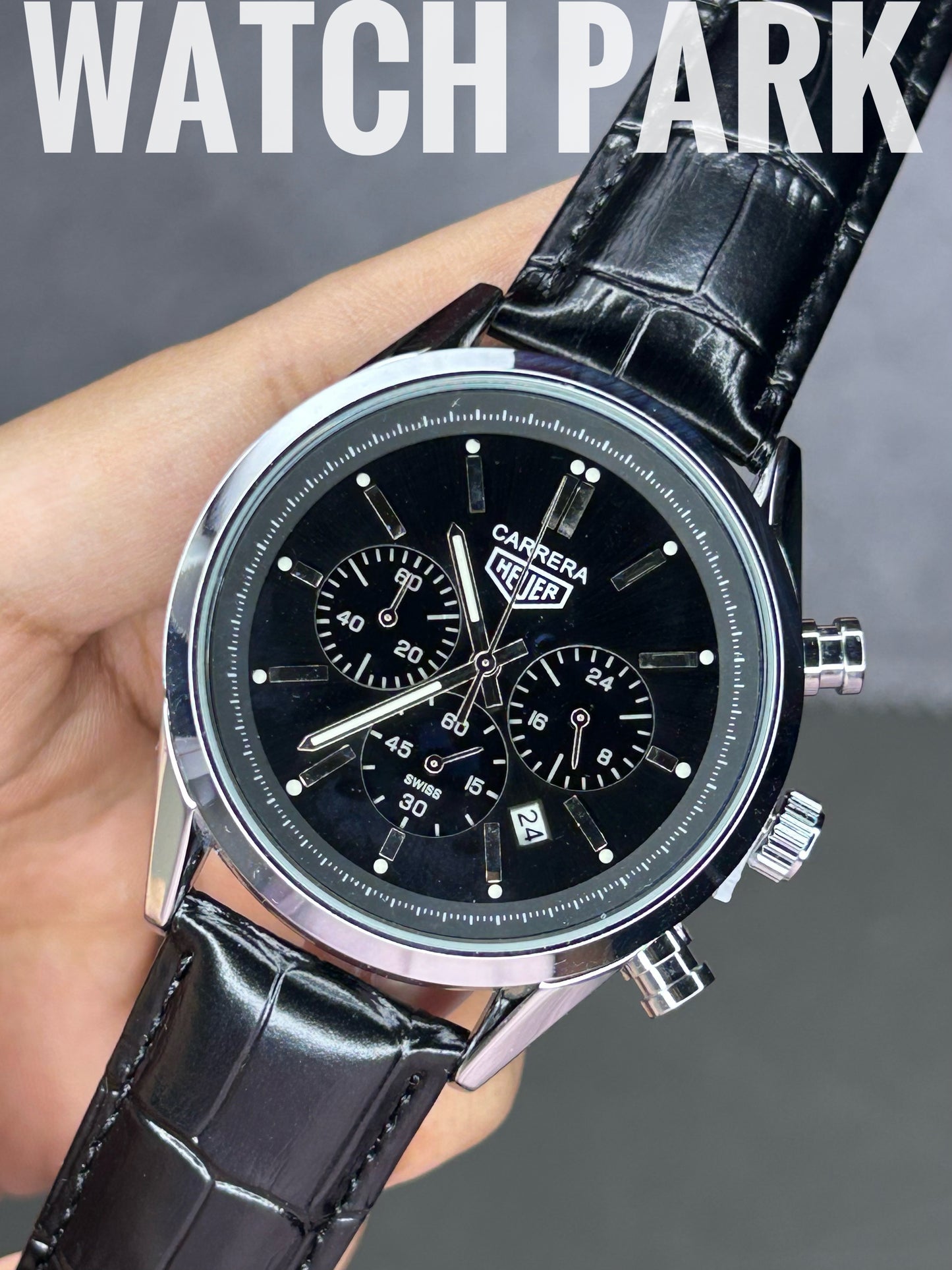 TAG Heuer Carrera - Black with Silver - Black belt