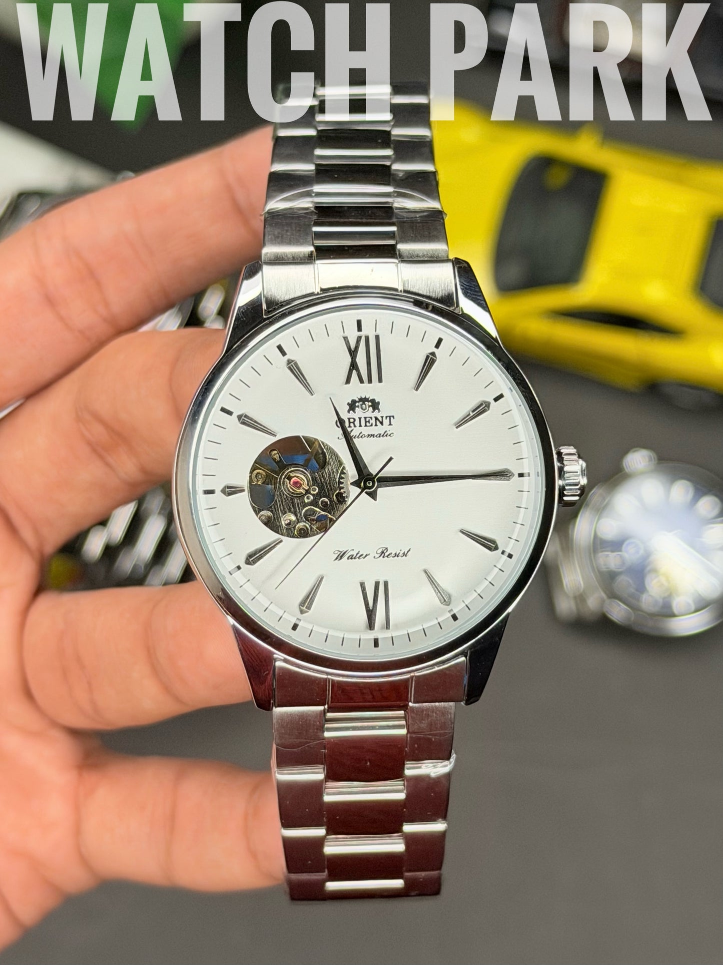 Orient - Bambino Open Heart - White dial - Silver chain