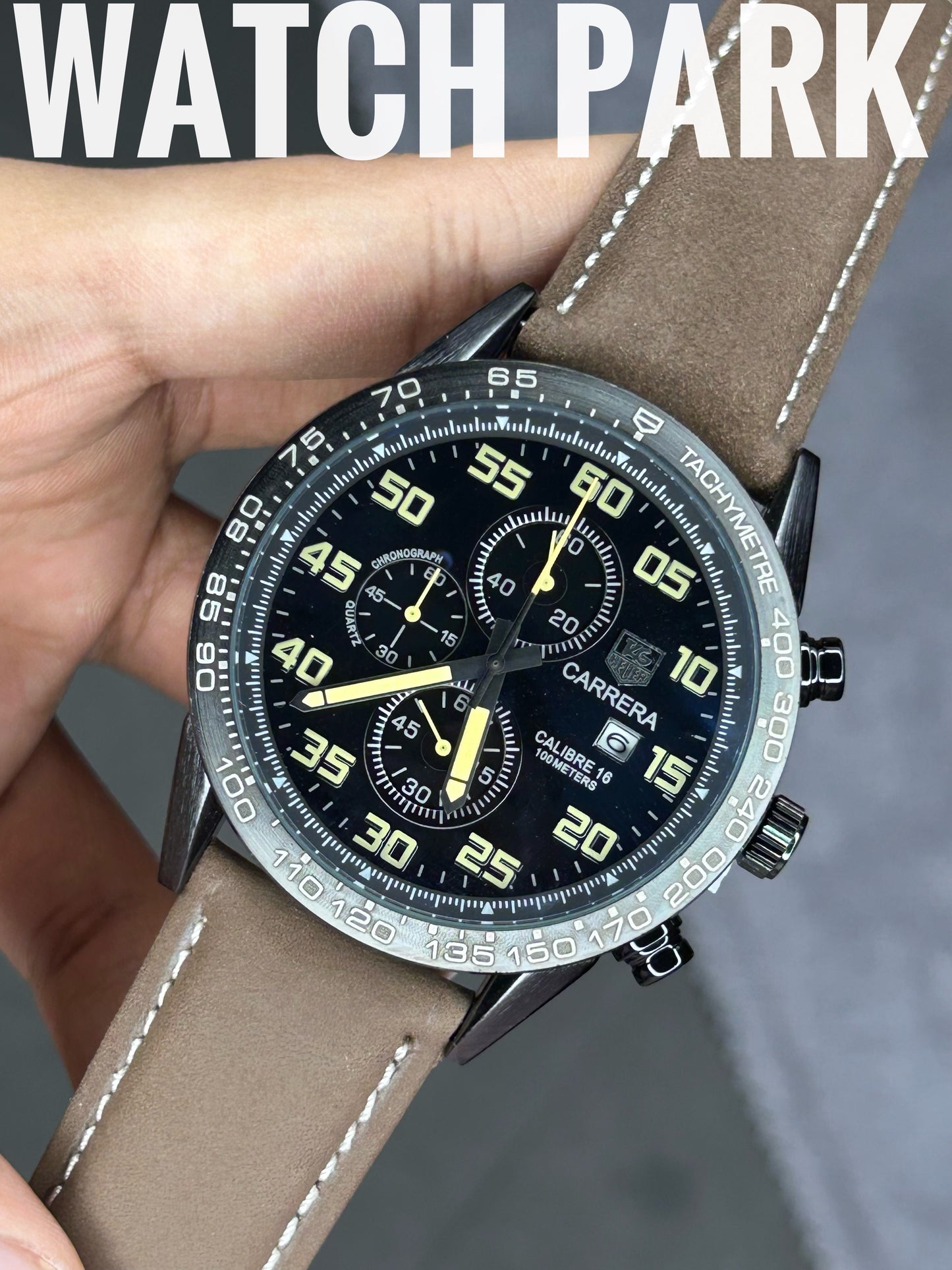 TAG Heuer Carrera - Black edition - Light Chocolate belt - Chronograph