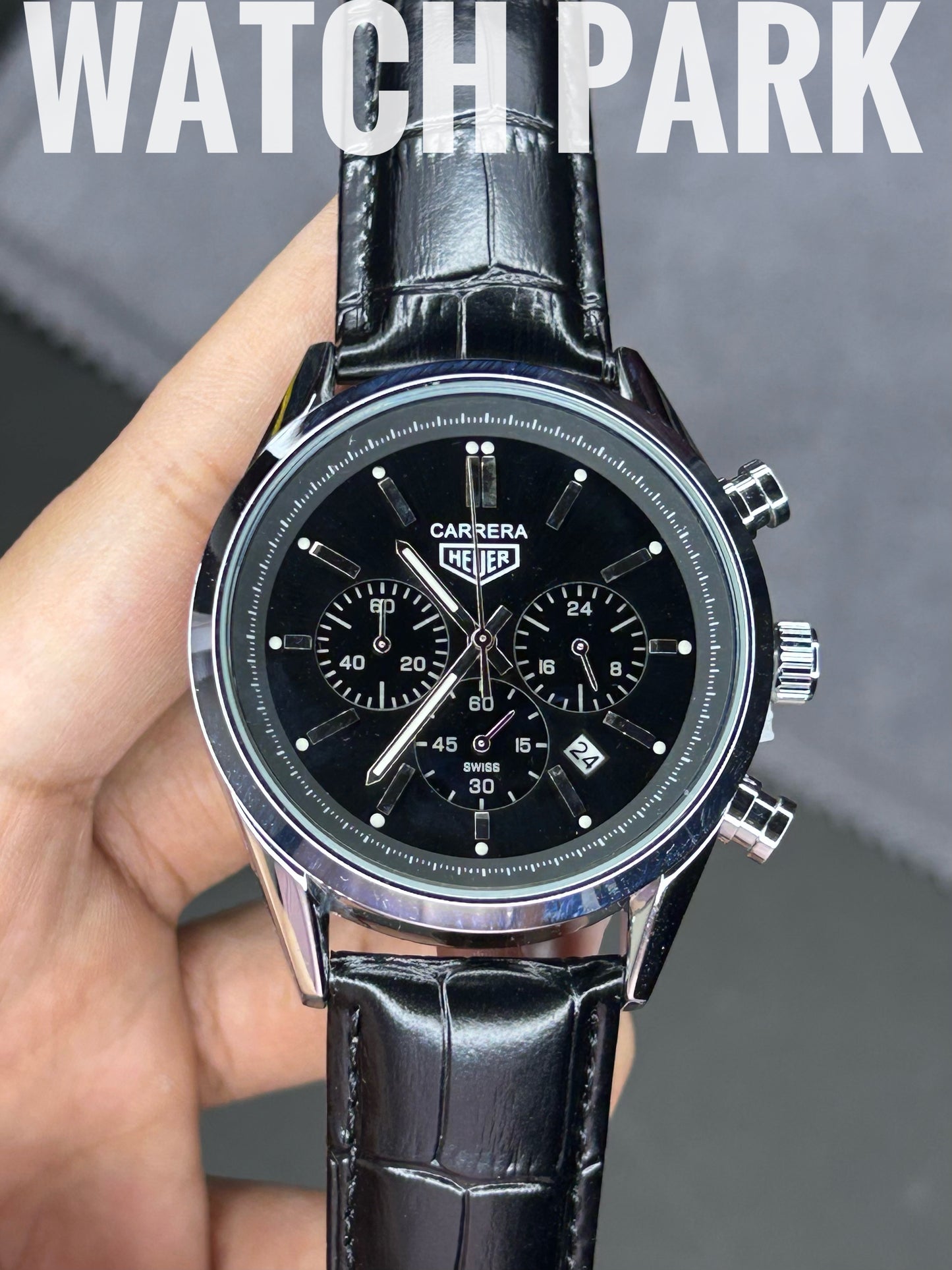TAG Heuer Carrera - Black with Silver - Black belt