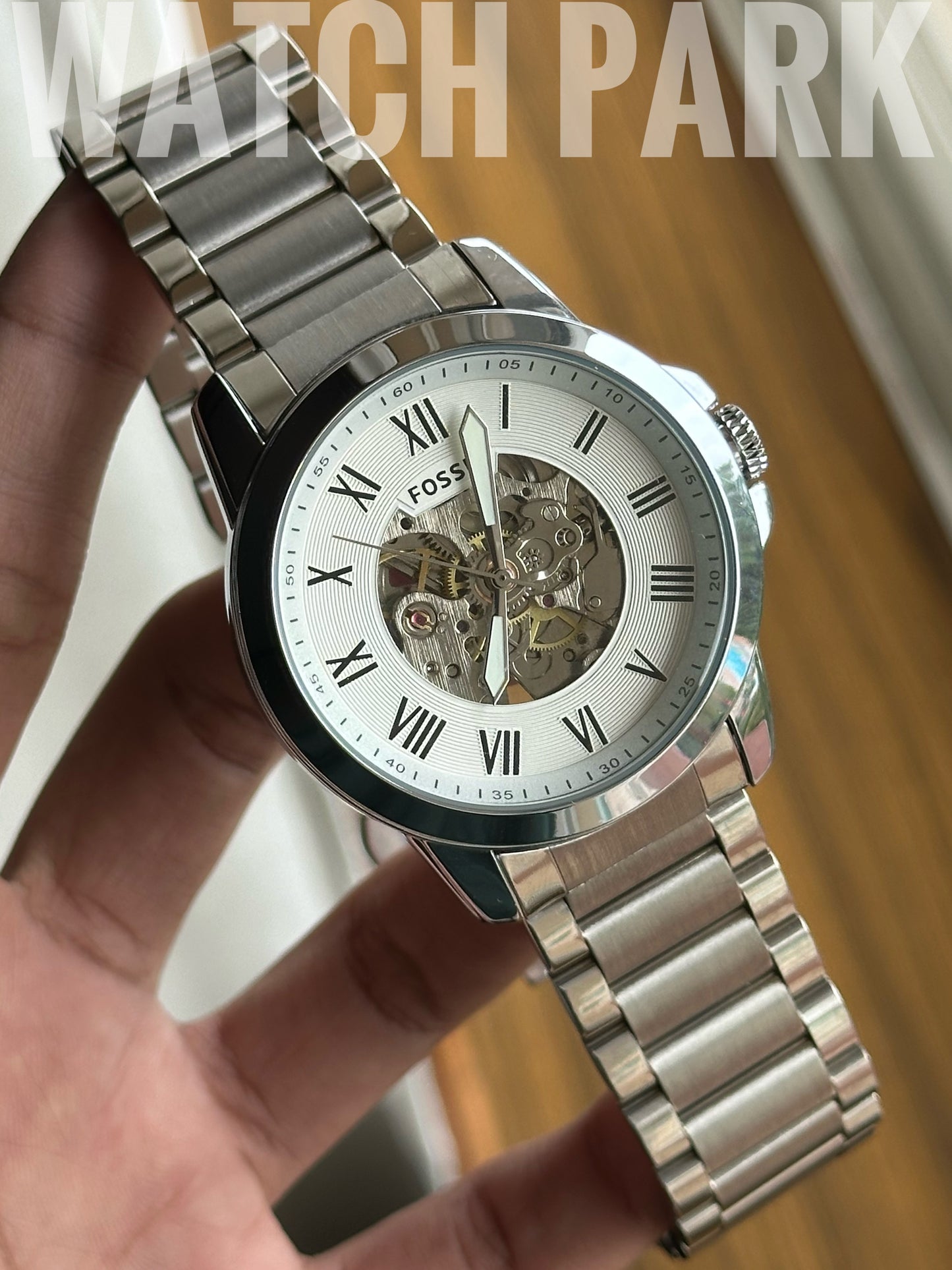 Fossil - Townsman Automatic - White Skeleton - Silver chain