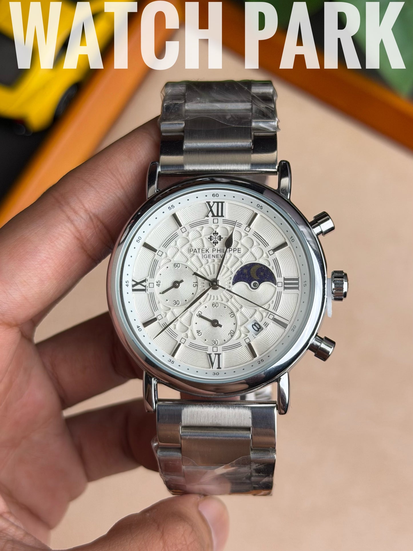 Patek Philippe - Moon phase - White edition - Silver chain