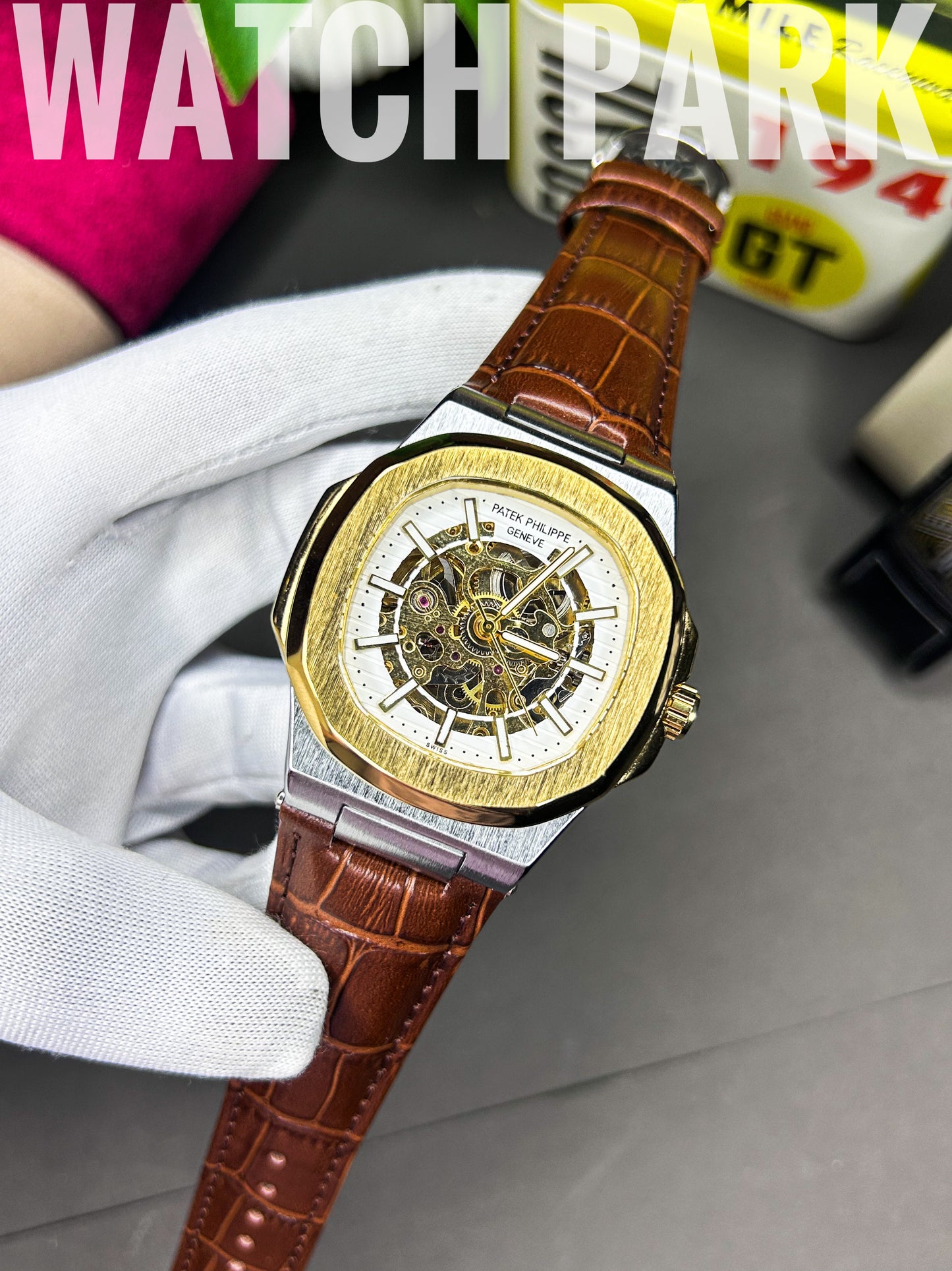 Patek Philippe - Skeleton Nautilus - White gold edition - Brown belt