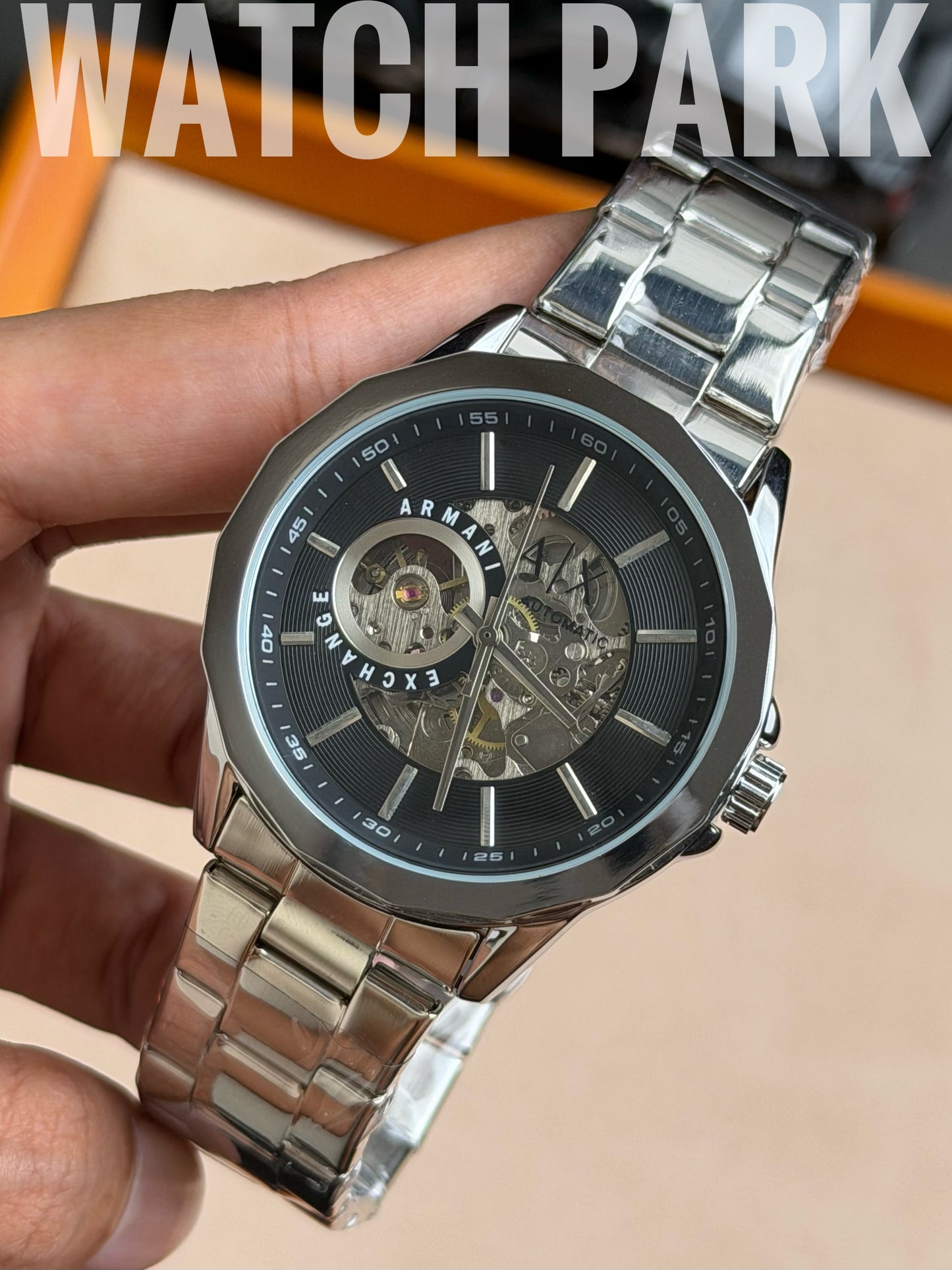 A/X - Automatic Skeleton - Black edition - Silver chain