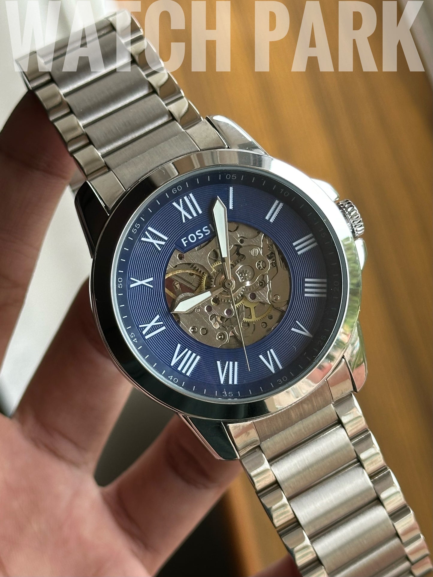 Fossil - Townsman Automatic - Blue Skeleton - Silver chain