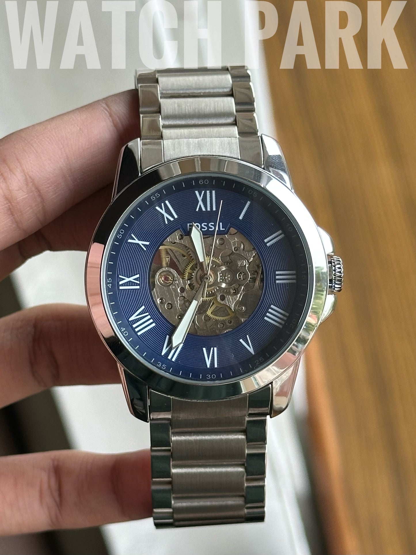 Fossil - Townsman Automatic - Blue Skeleton - Silver chain