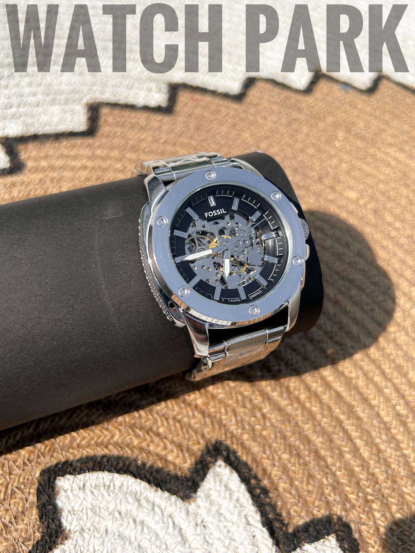 Rich Watch - FOSSIL - Automatic Skeleton - Black dial Edition - Silver chain