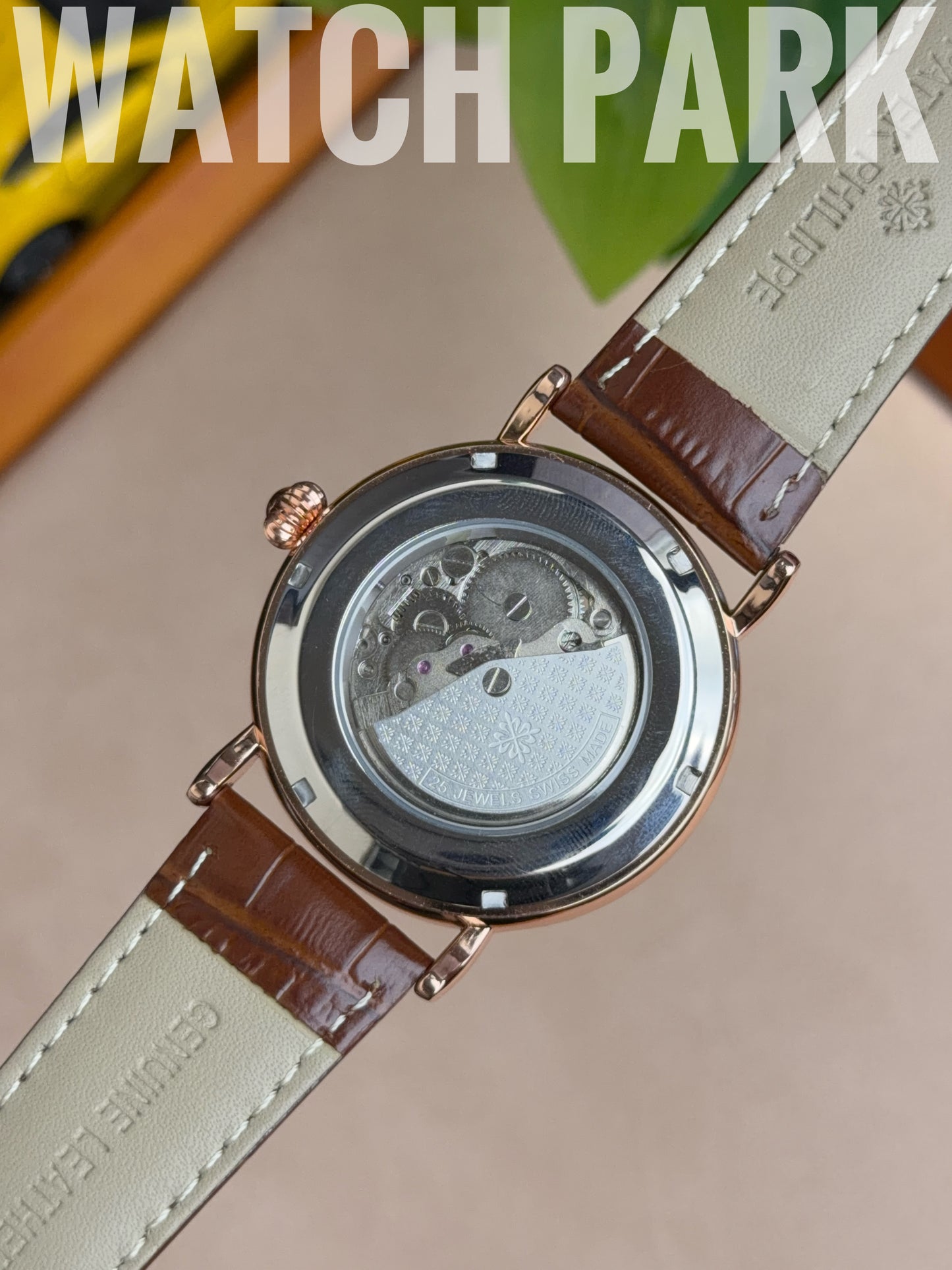 Patek - Skeleton - White edition & Rose Gold - Brown belt - Automatic
