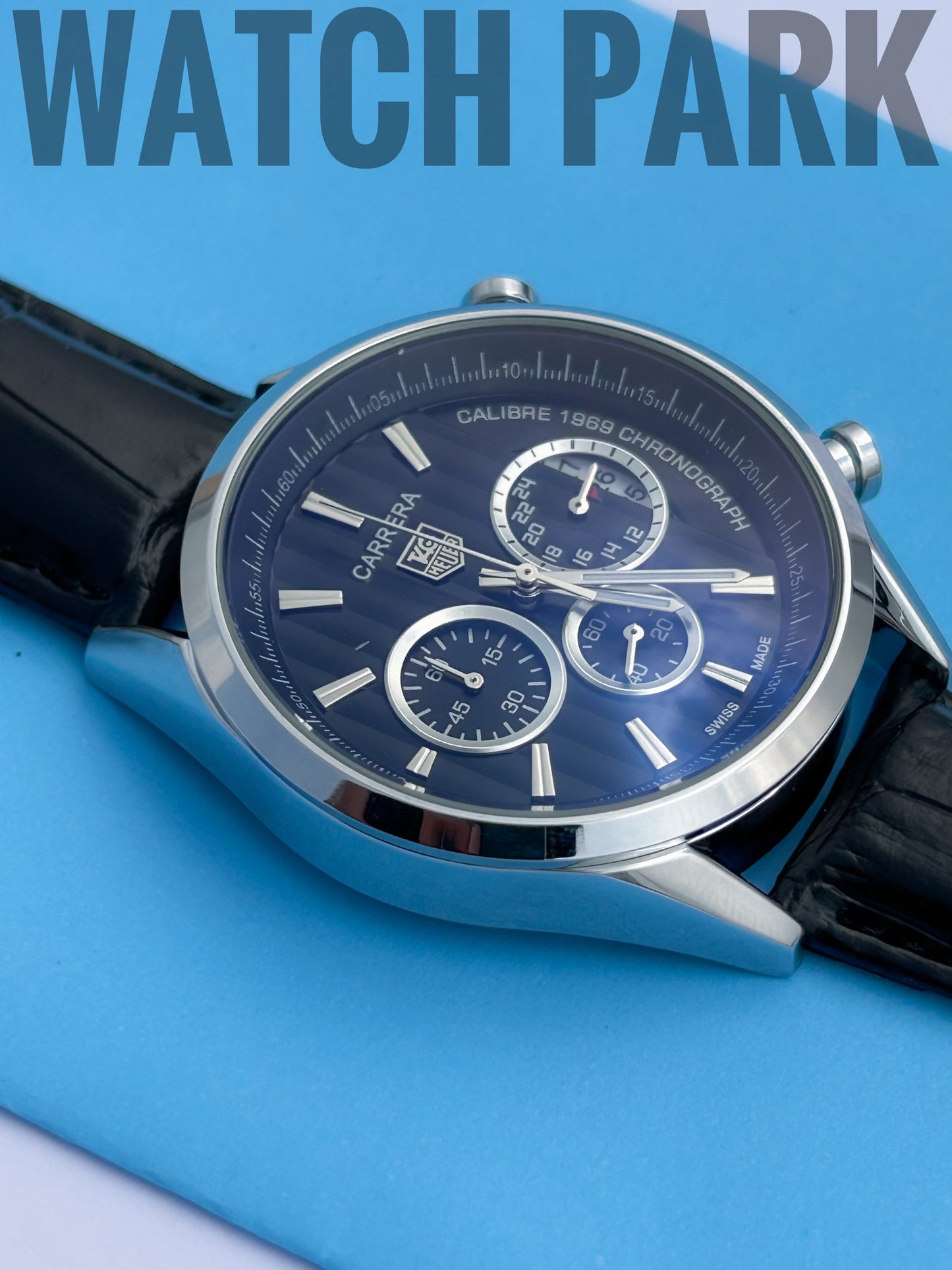 Executive Watch - Tag Heuer - Black dial edition - Silver body - Black belt - Chronograph