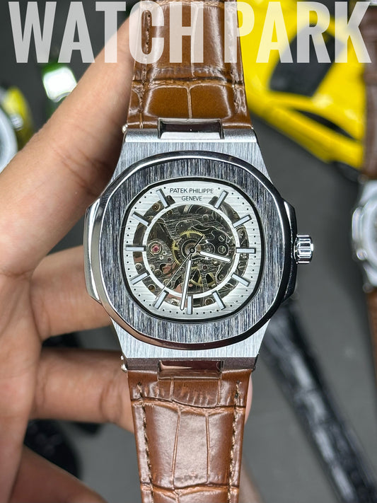 Patek Philippe Nautilus Skeleton - White edition - Brown belt - Automatic