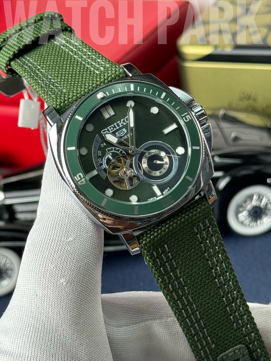 Rich Watch - Seiko 5 Sports - Automatic - Olive Open Heart