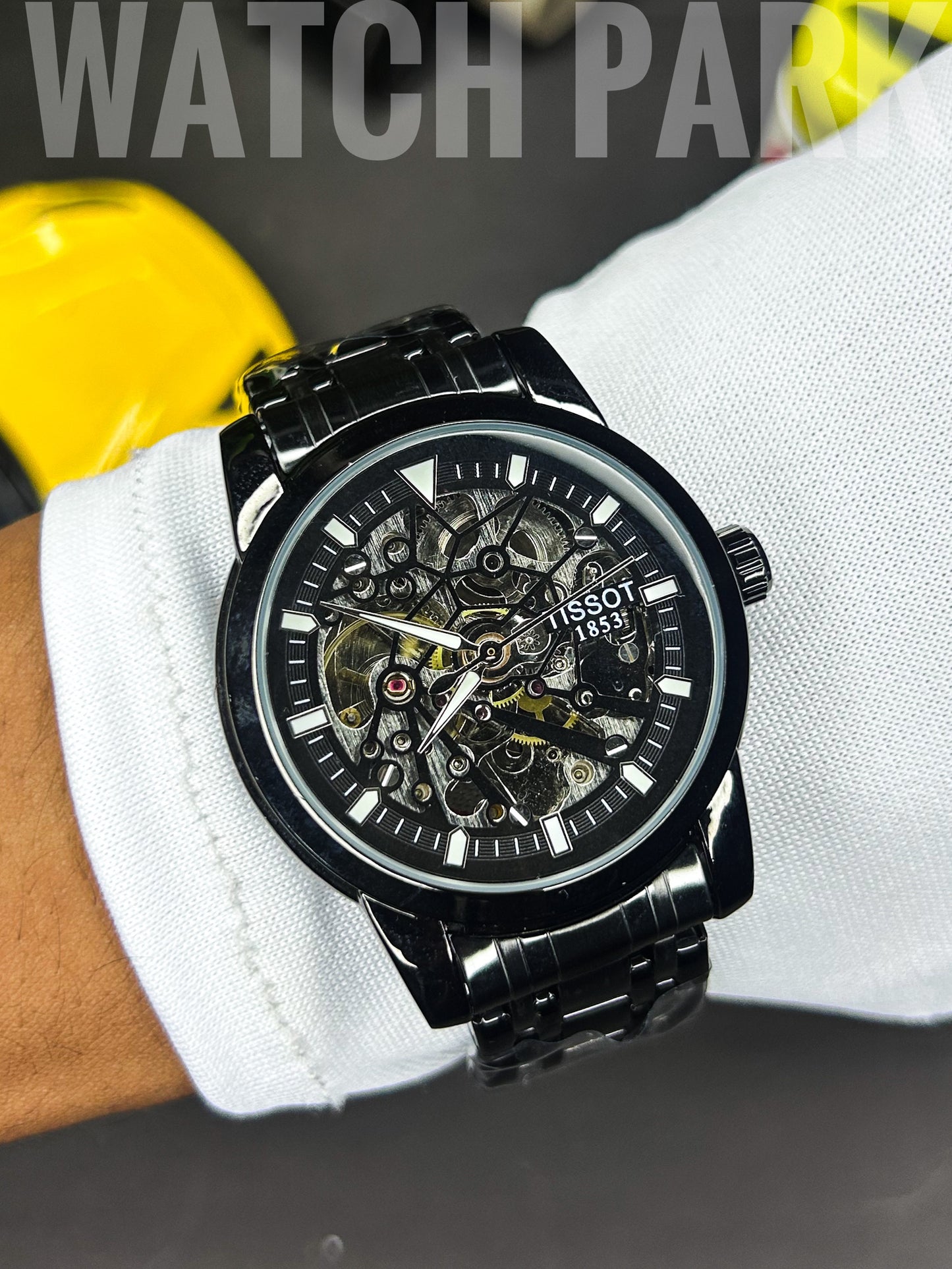 Rich watch - Tissot - Automatic - Black skeleton edition - Black chain
