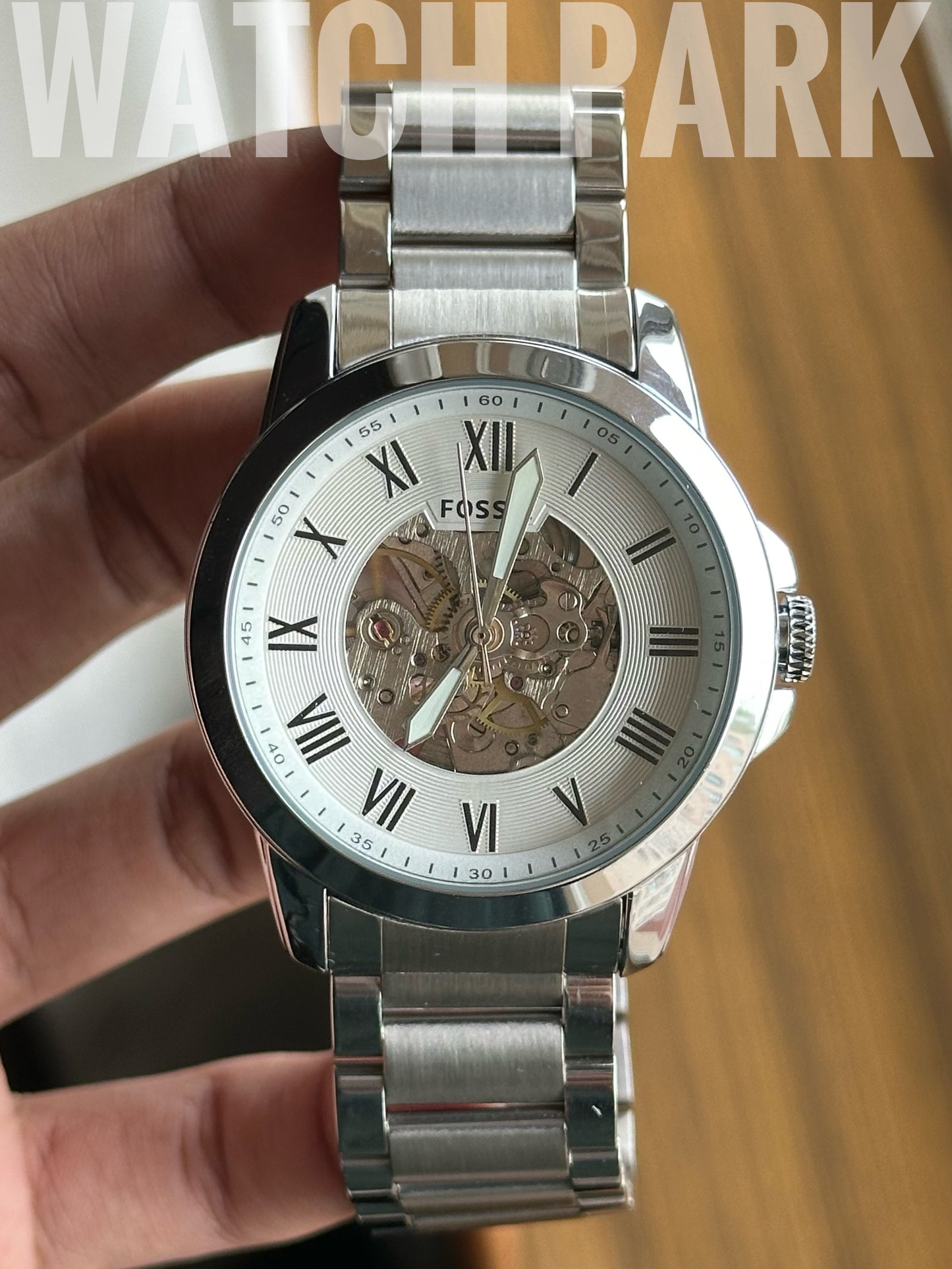 Fossil - Townsman Automatic - White Skeleton - Silver chain