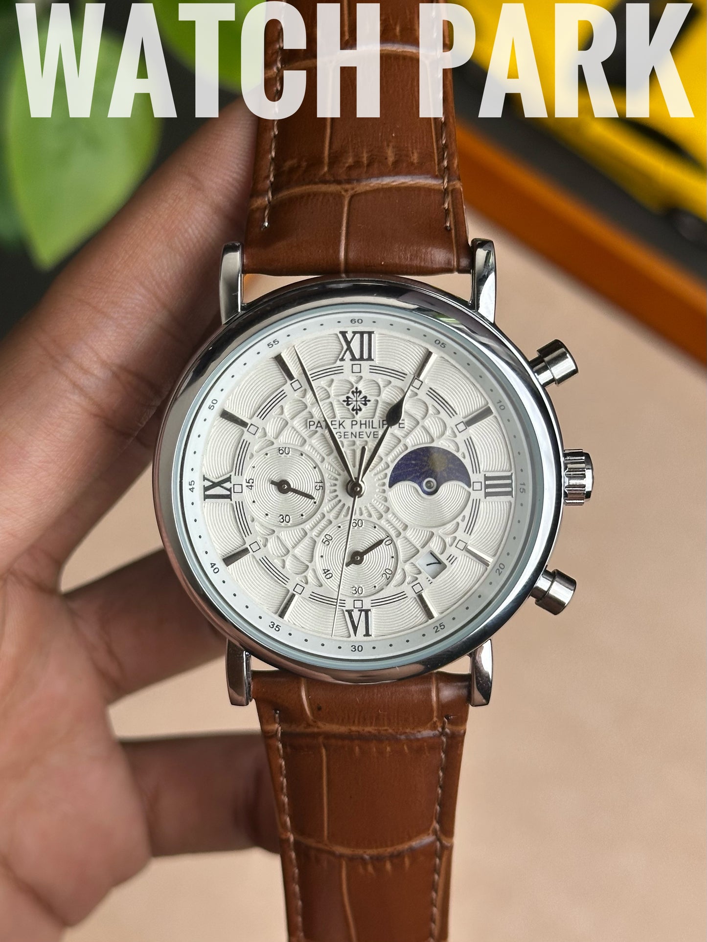 Patek Philippe - Moon phase - White edition - Brown belt