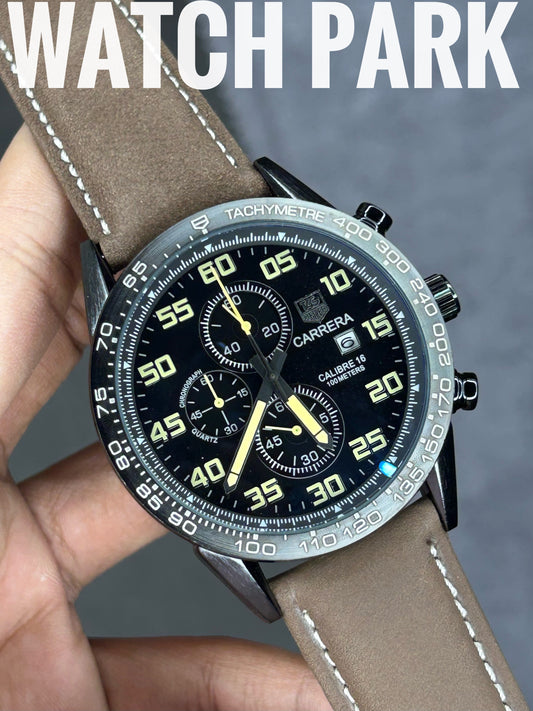 TAG Heuer Carrera - Black edition - Light Chocolate belt - Chronograph
