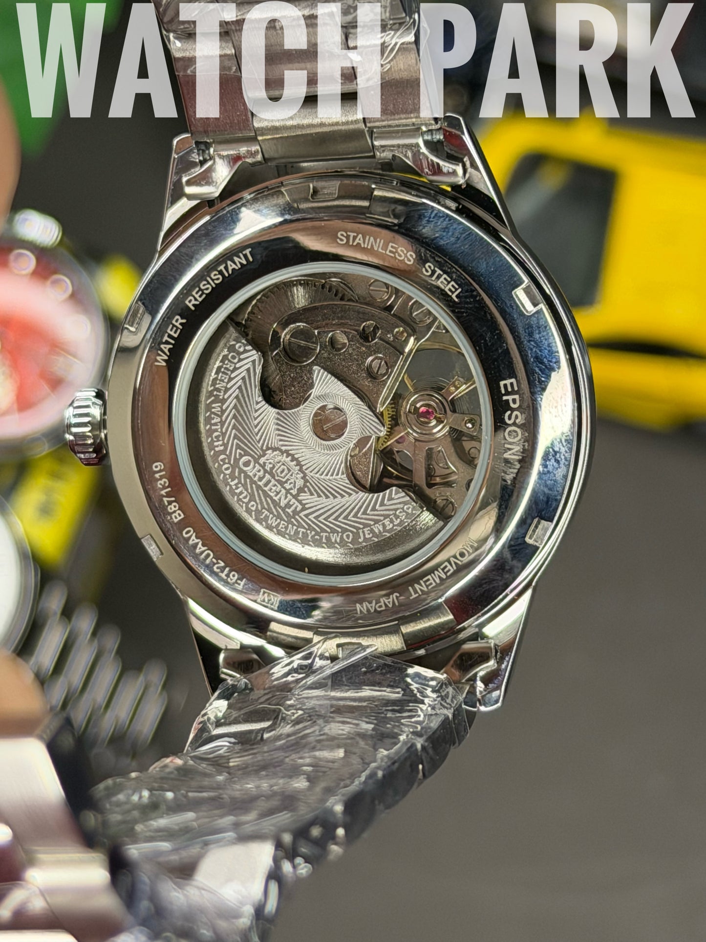 Orient - Bambino Open Heart - Wine dial - Silver chain