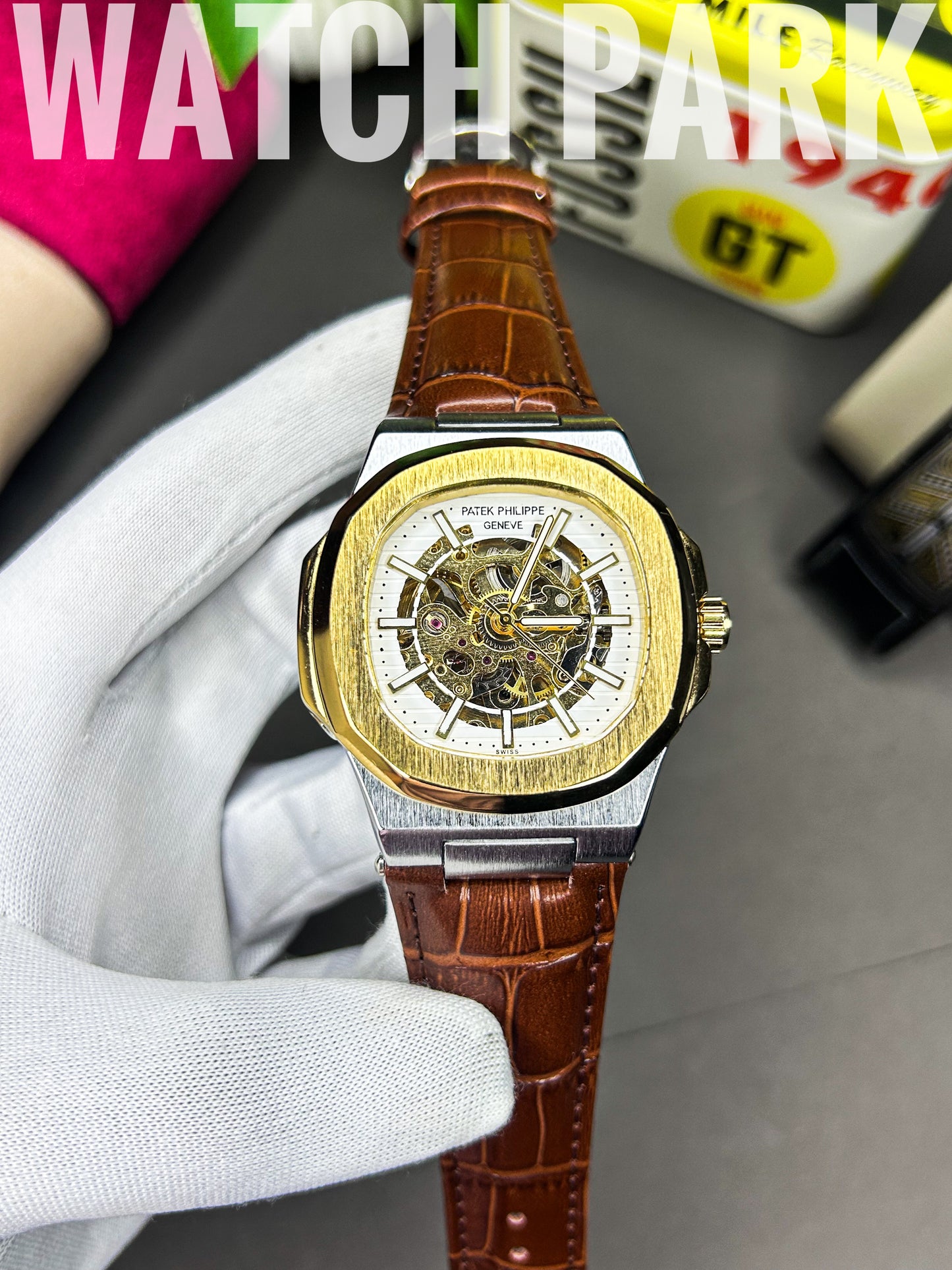 Patek Philippe - Skeleton Nautilus - White gold edition - Brown belt
