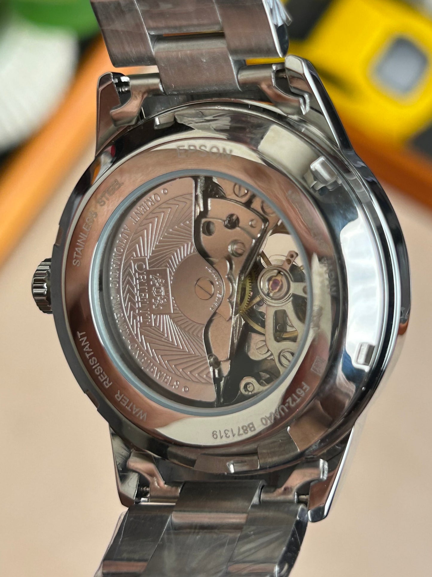 Orient - Bambino Open Heart - Sunray Grey dial - Silver chain
