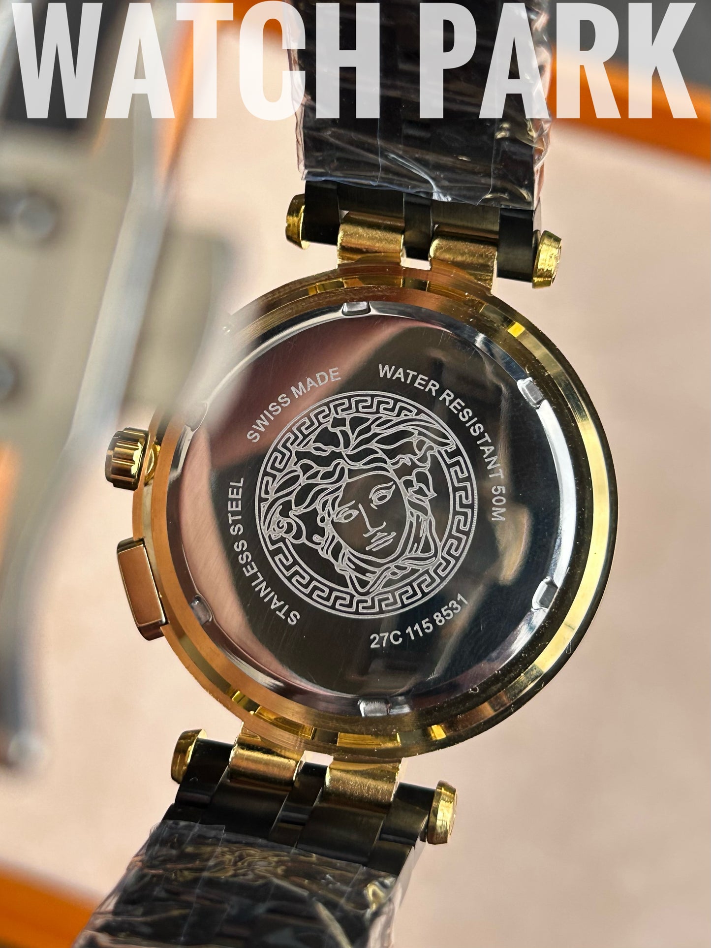 Versace V-Race - Black with Gold edition - Black chain - Chronograph