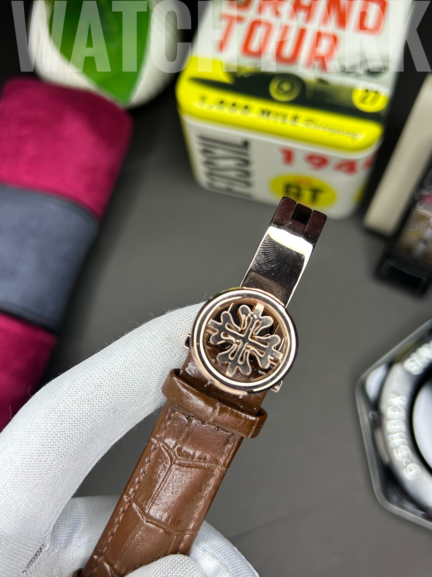 Patek - Chronograph - Moon Phase - White edition - Brown belt
