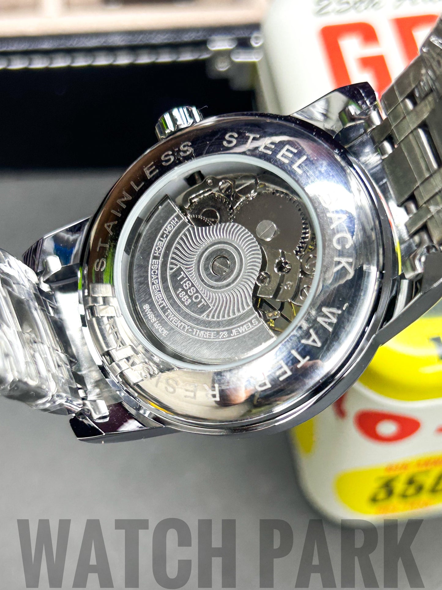 Rich watch - Tissot - Automatic - Black skeleton edition - Silver chain