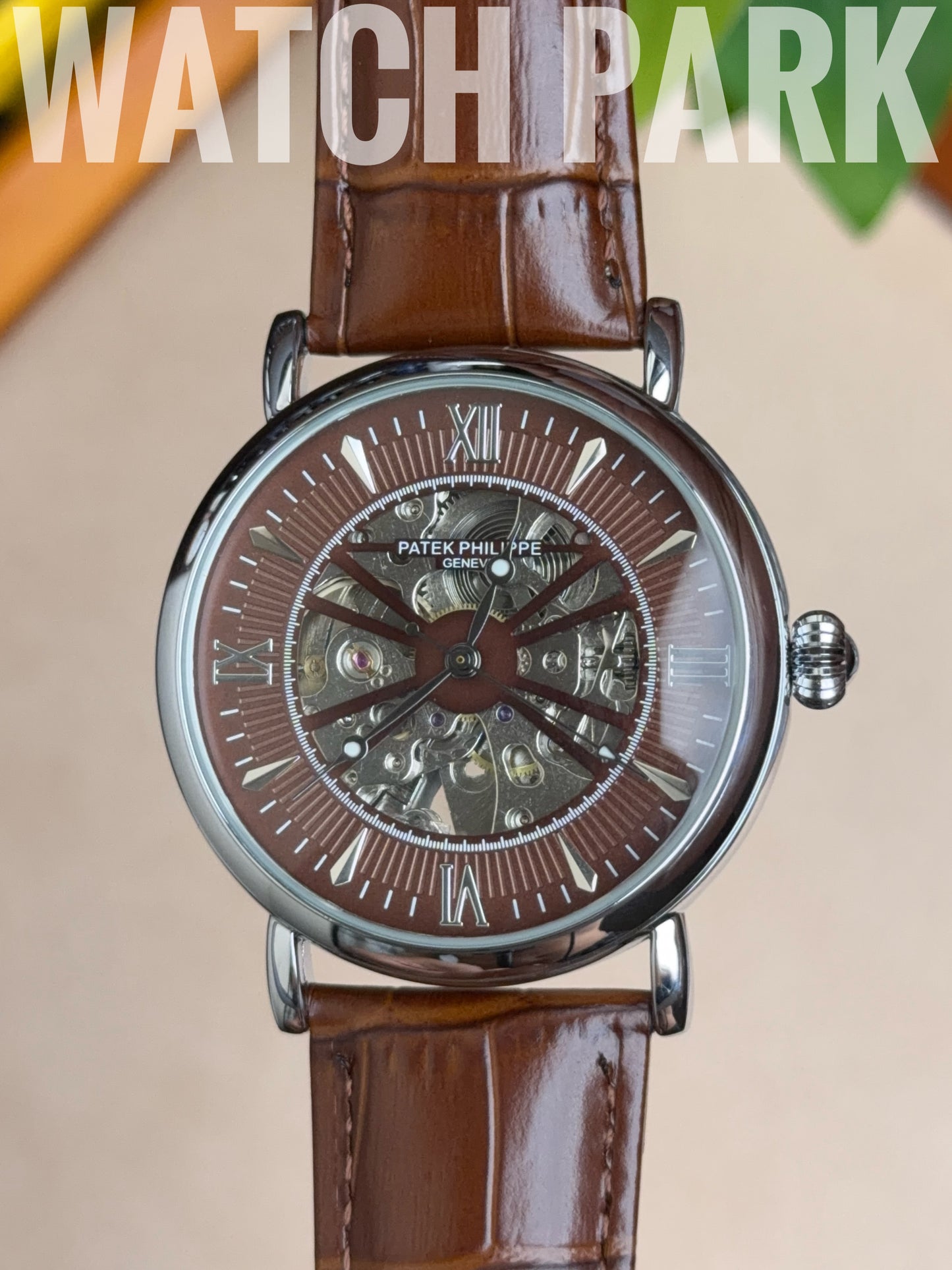 Patek - Skeleton - Brown edition & Silver - Brown belt - Automatic