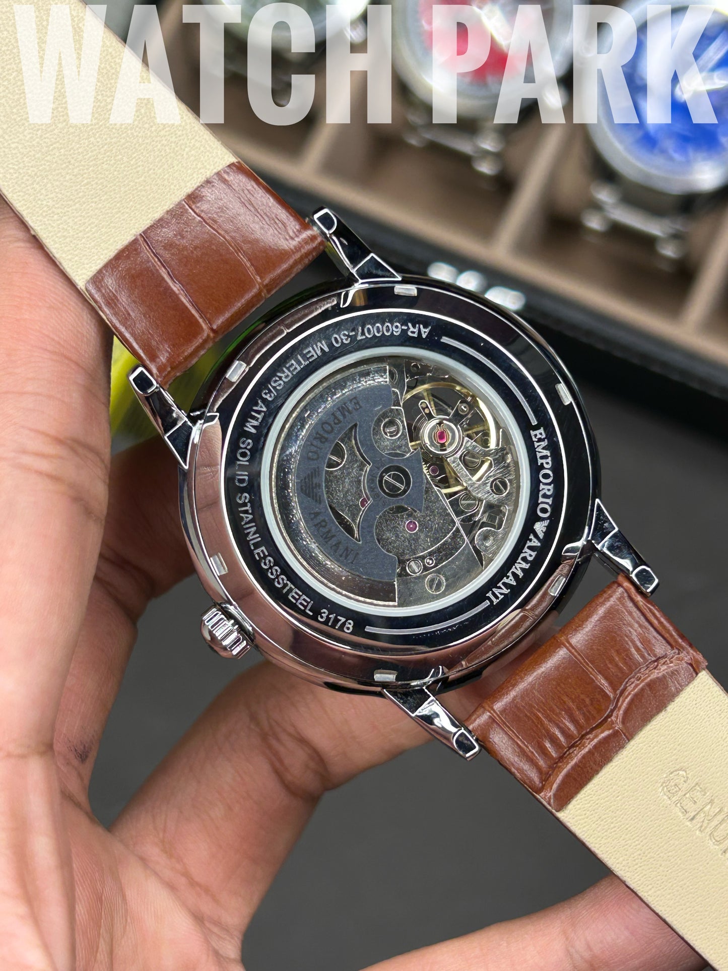 Emporio Armani - Automatic - White dial - Brown strap