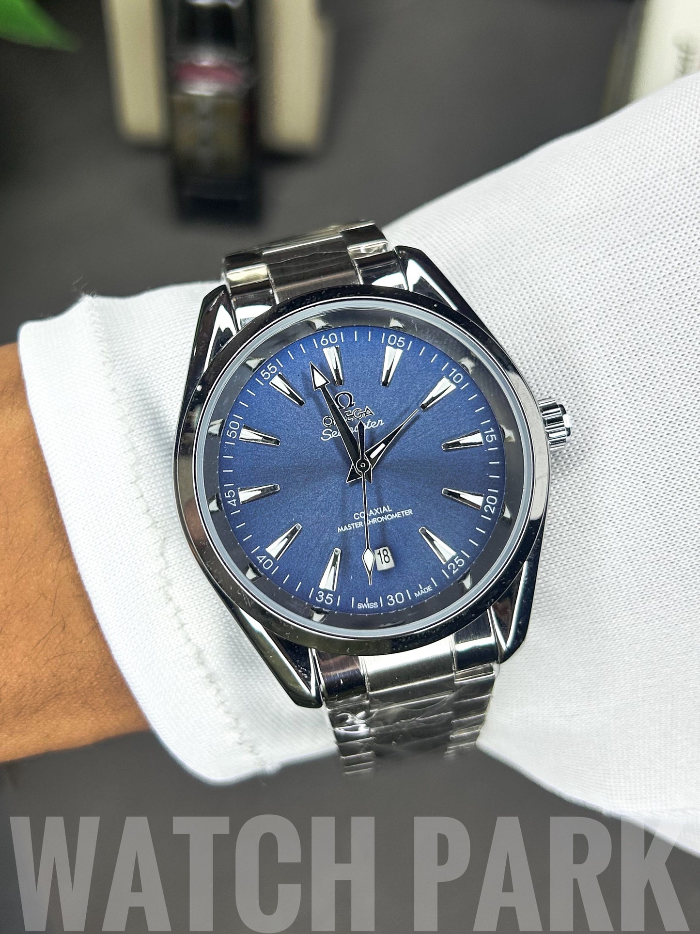 Rich watch - Omega - Seamaster - Aqua Terra Blue edition - Silver chain