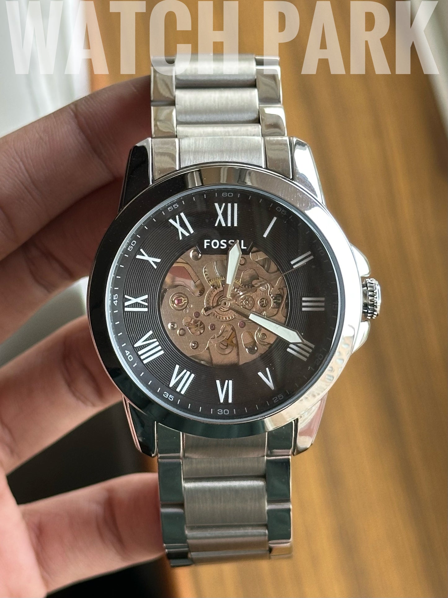 Fossil - Townsman Automatic - Black Skeleton - Silver chain
