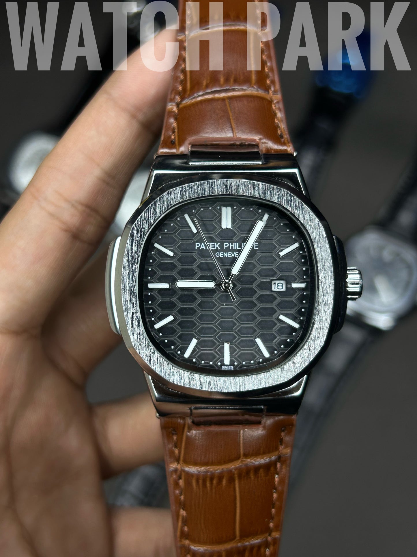 Patek Philippe Aquanaut - Black dial - Brown belt