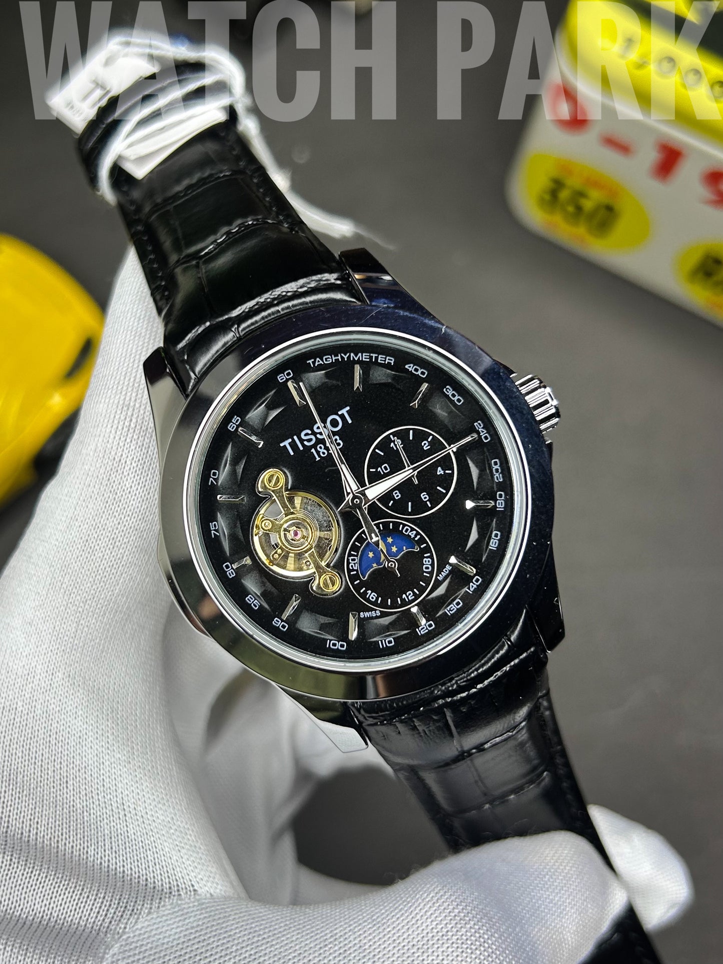 Executive watch - Tissot - Black edition - Automatic skeleton - Black belt
