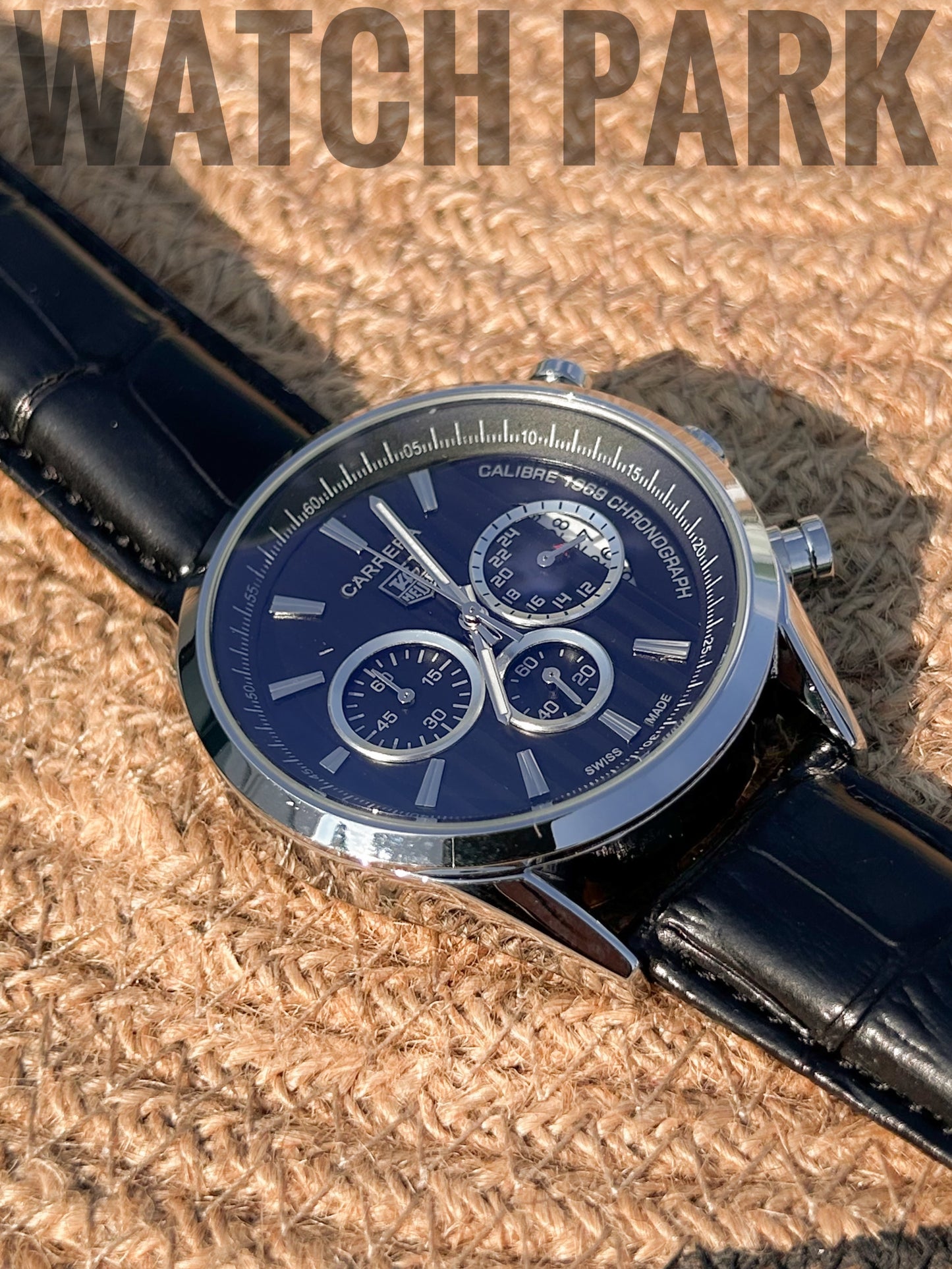 Executive Watch - Tag Heuer - Black dial edition - Silver body - Black belt - Chronograph