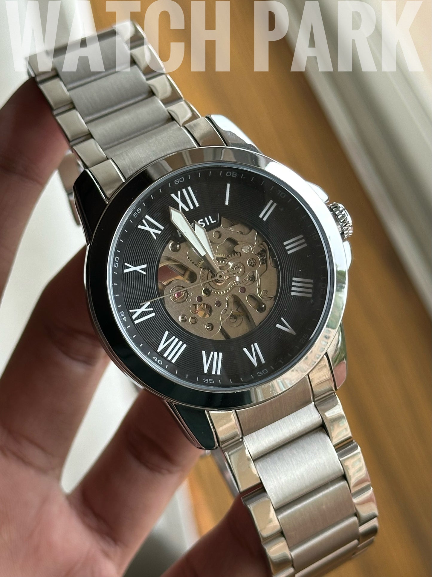 Fossil - Townsman Automatic - Black Skeleton - Silver chain