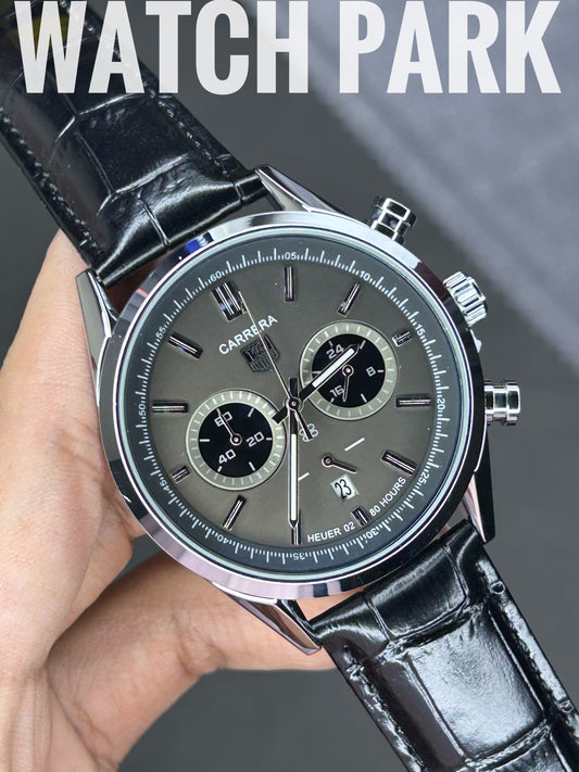 TAG Heuer Carrera - Sunray Grey with Silver - Black belt